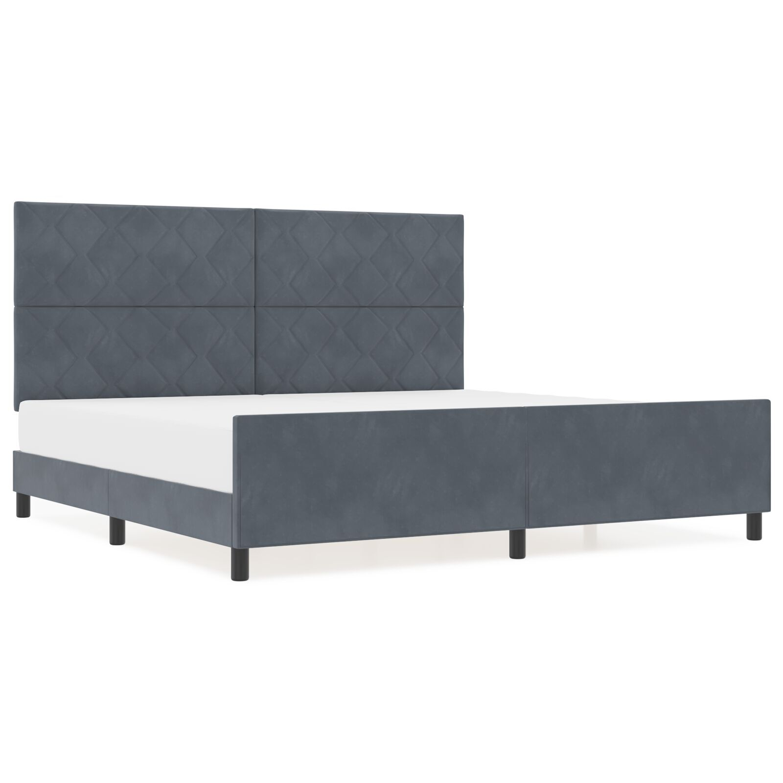 vidaXL Cadru de pat cu headboard Gri închis 200 x 200 cm Catifea vidaXL Cadru de pat cu headboard Gri închis 200 x 200 cm Catifea
