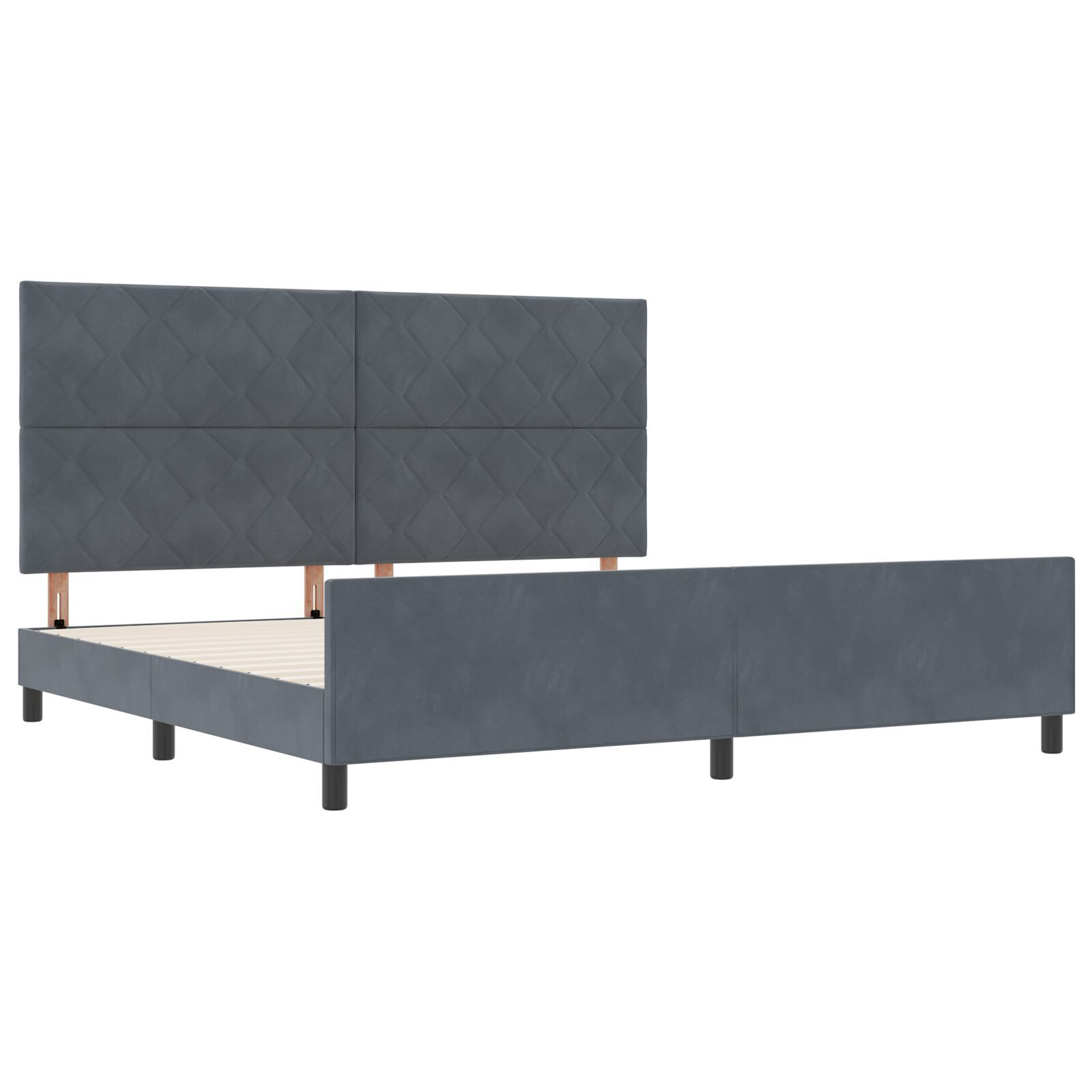 vidaXL Cadru de pat cu headboard Gri închis 200 x 200 cm Catifea vidaXL Cadru de pat cu headboard Gri închis 200 x 200 cm Catifea
