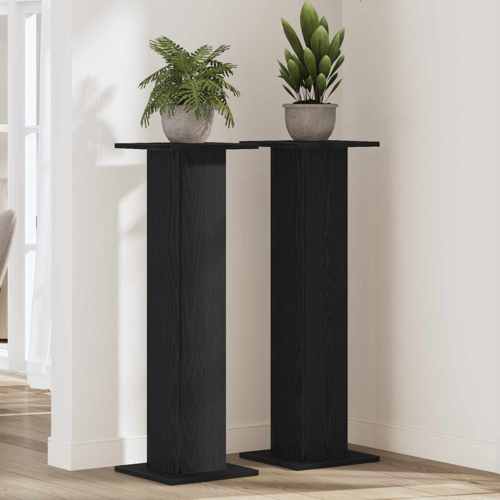 vidaXL Suport plante, 2 buc., stejar negru, 30x30x95 cm lemn prelucrat vidaXL Suport plante, 2 buc., stejar negru, 30x30x95 cm lemn prelucrat