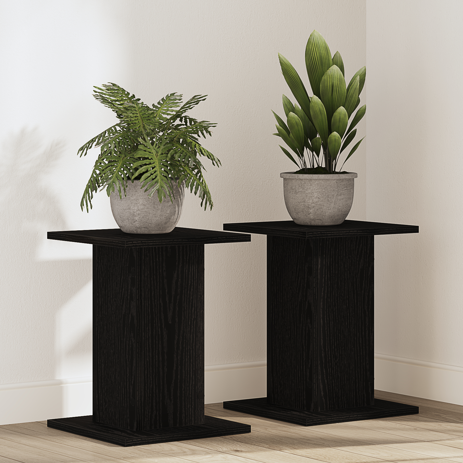 vidaXL Suport plante, 2 buc., stejar negru, 30x30x40 cm lemn prelucrat vidaXL Suport plante, 2 buc., stejar negru, 30x30x40 cm lemn prelucrat