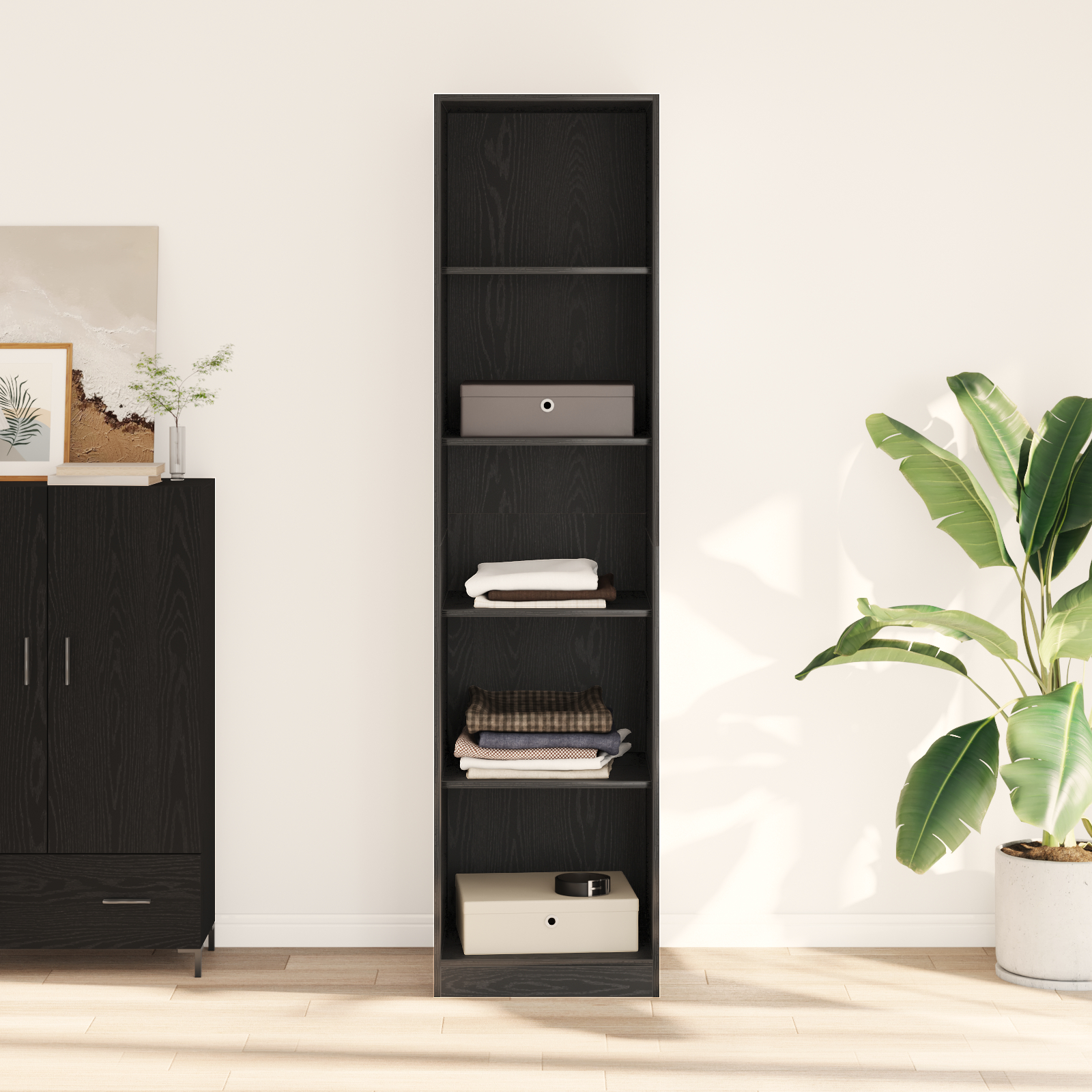 Dulap Negru Stejar 50x50x200 cm din Lemn Ingineresc de la vidaXL Dulap Negru Stejar 50x50x200 cm din Lemn Ingineresc de la vidaXL