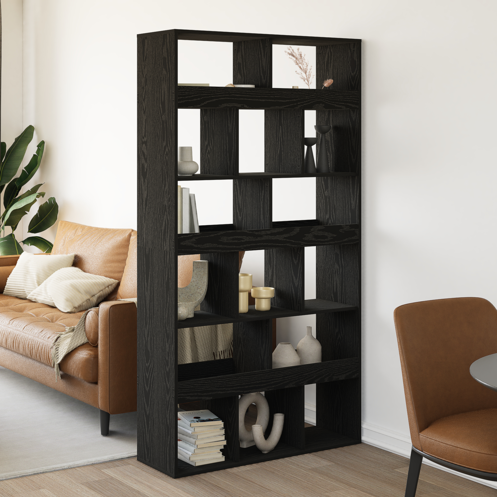 vidaXL Suport de plante, stejar negru, 140x30x140 cm lemn prelucrat vidaXL Suport de plante, stejar negru, 140x30x140 cm lemn prelucrat