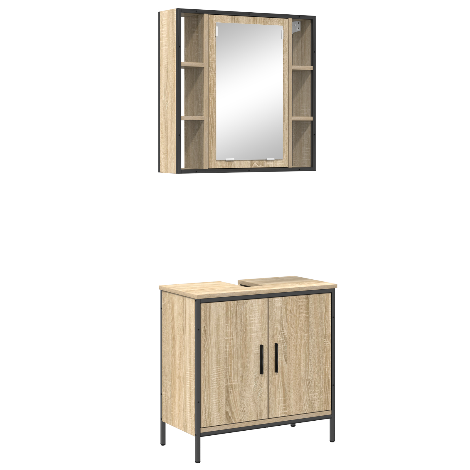 vidaXL Set Mobilier Baie de 2 Piese Stejar Sonoma Lemn prelucrat vidaXL Set Mobilier Baie de 2 Piese Stejar Sonoma Lemn prelucrat