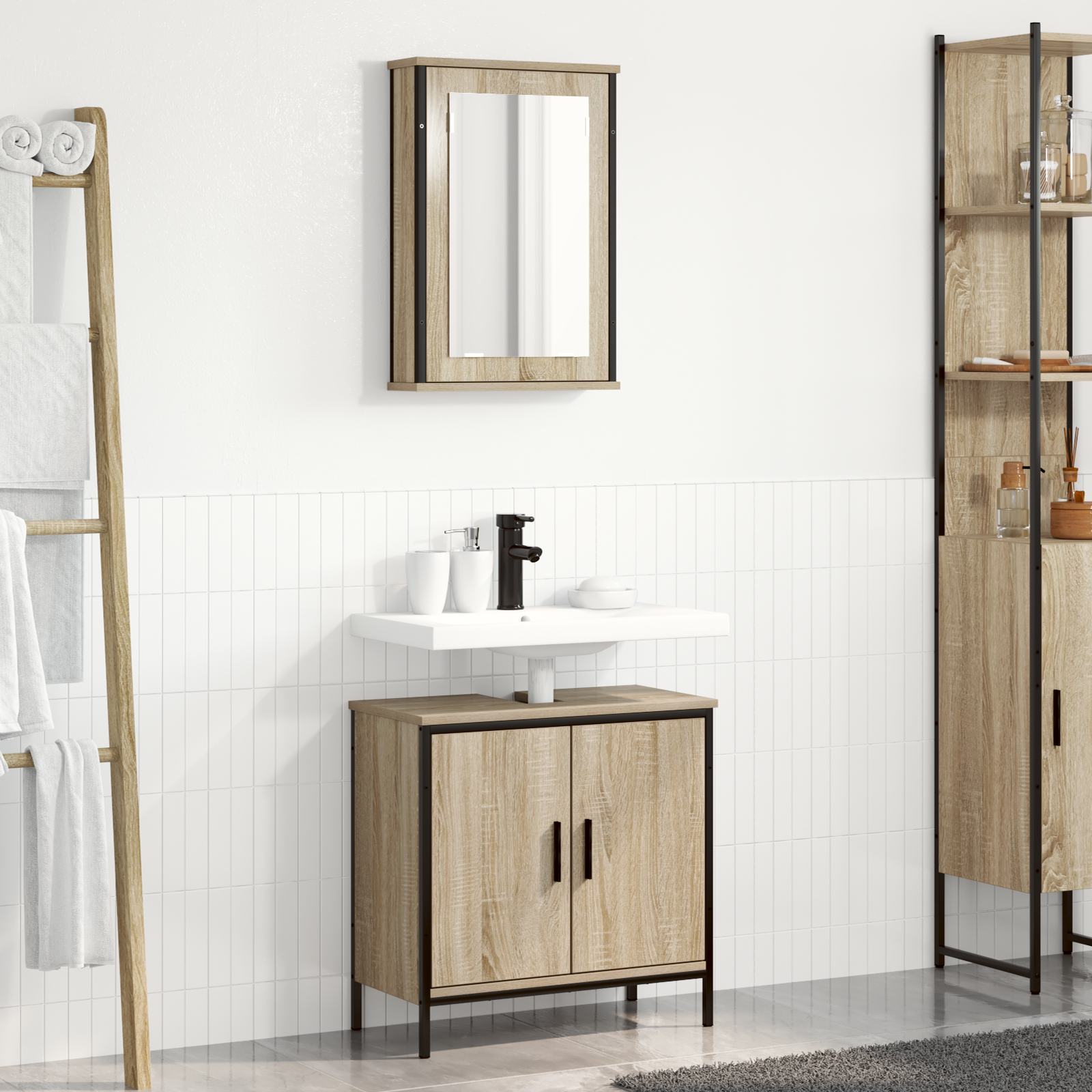 vidaXL Set Mobilier Baie 2 piese Stejar Enginerie Lemn vidaXL Set Mobilier Baie 2 piese Stejar Enginerie Lemn