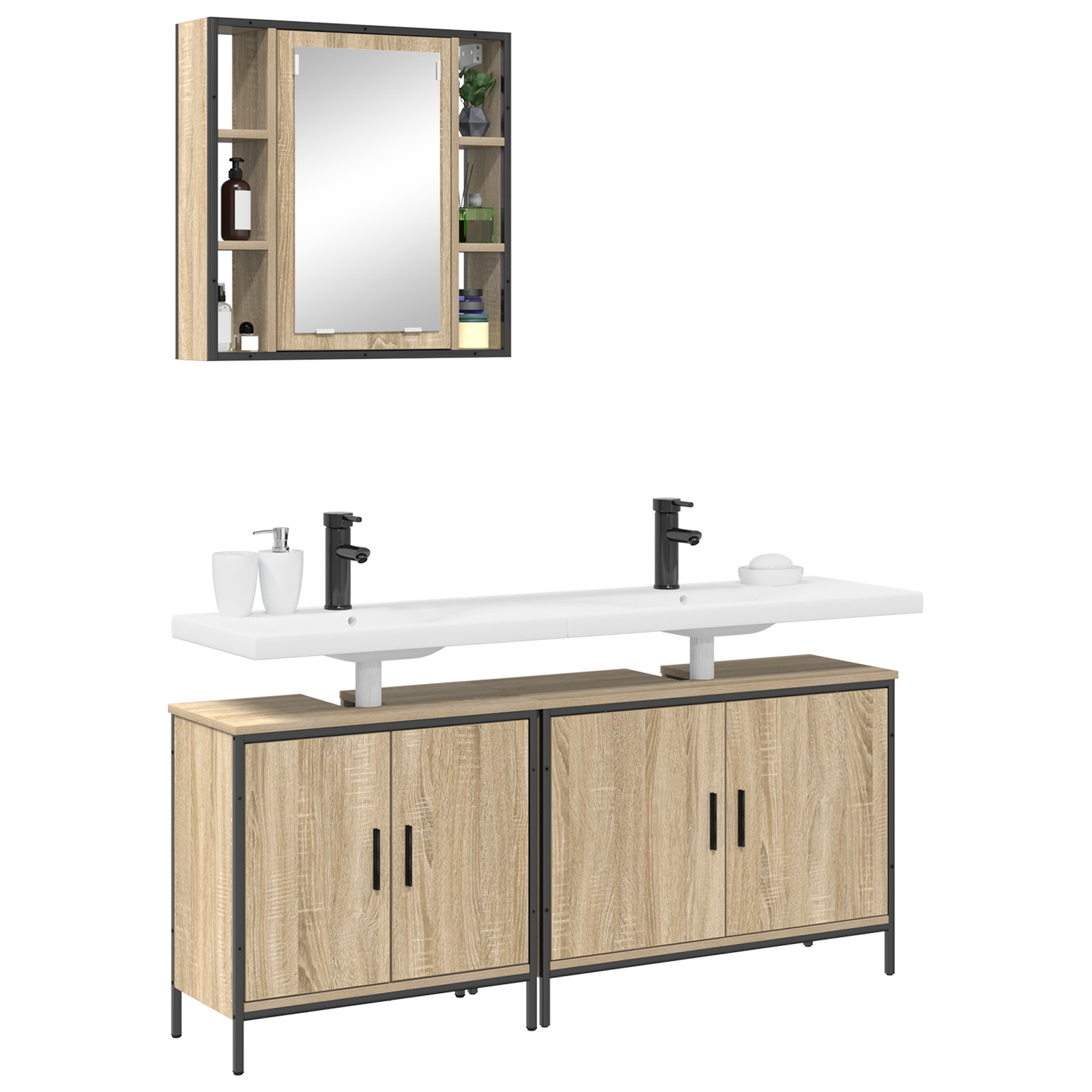 vidaXL Set mobilier baie 3 piese Stejar Sonoma Lemn prelucrat vidaXL Set mobilier baie 3 piese Stejar Sonoma Lemn prelucrat