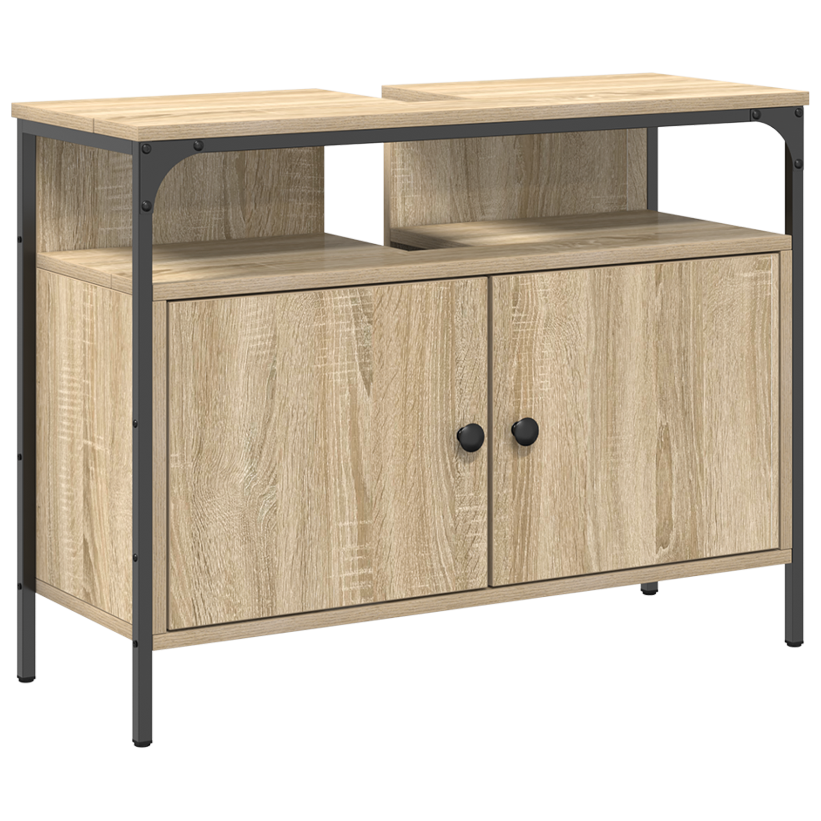 Set de Dulapuri pentru Baie vidaXL 3 Piese Lemn Prelucrat Stejar Sonoma