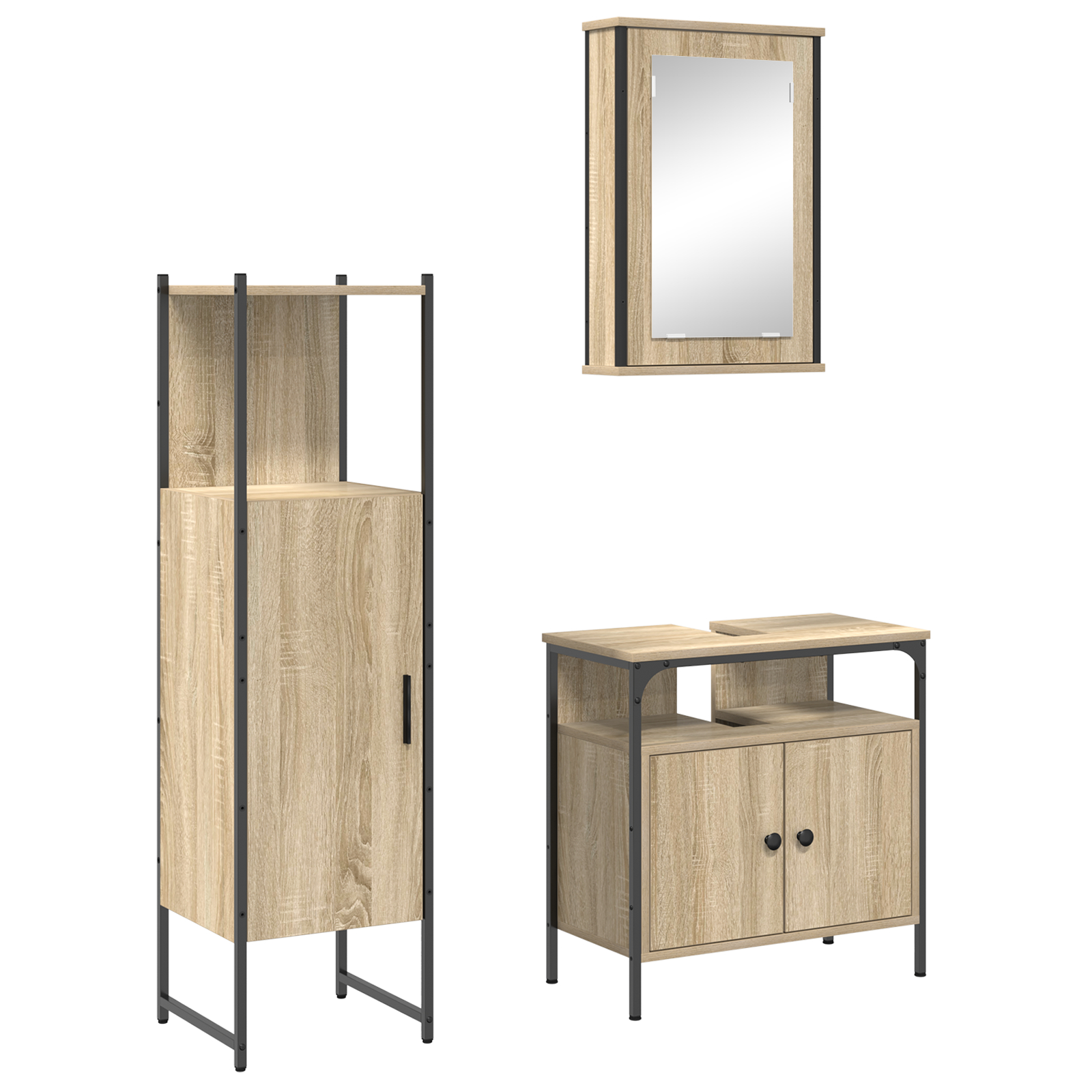 vidaXL Set de mobilier pentru baie 3 pcs Maro 33 x 33 x 120.5 cm