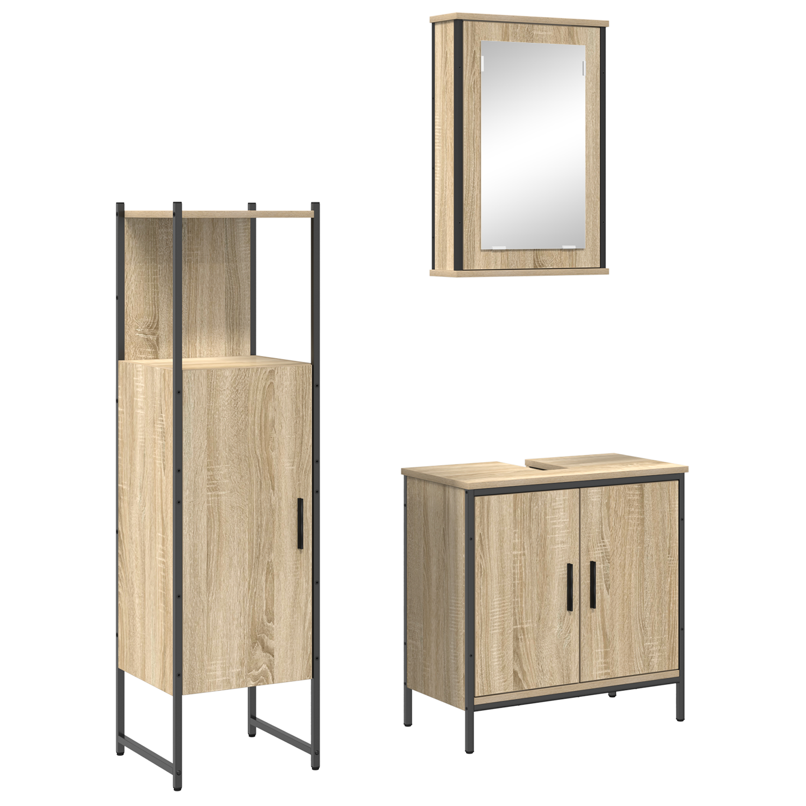 vidaXL Set Mobilier Baie din 3 Piese Stejar Lemn Ingineresc vidaXL Set Mobilier Baie din 3 Piese Stejar Lemn Ingineresc