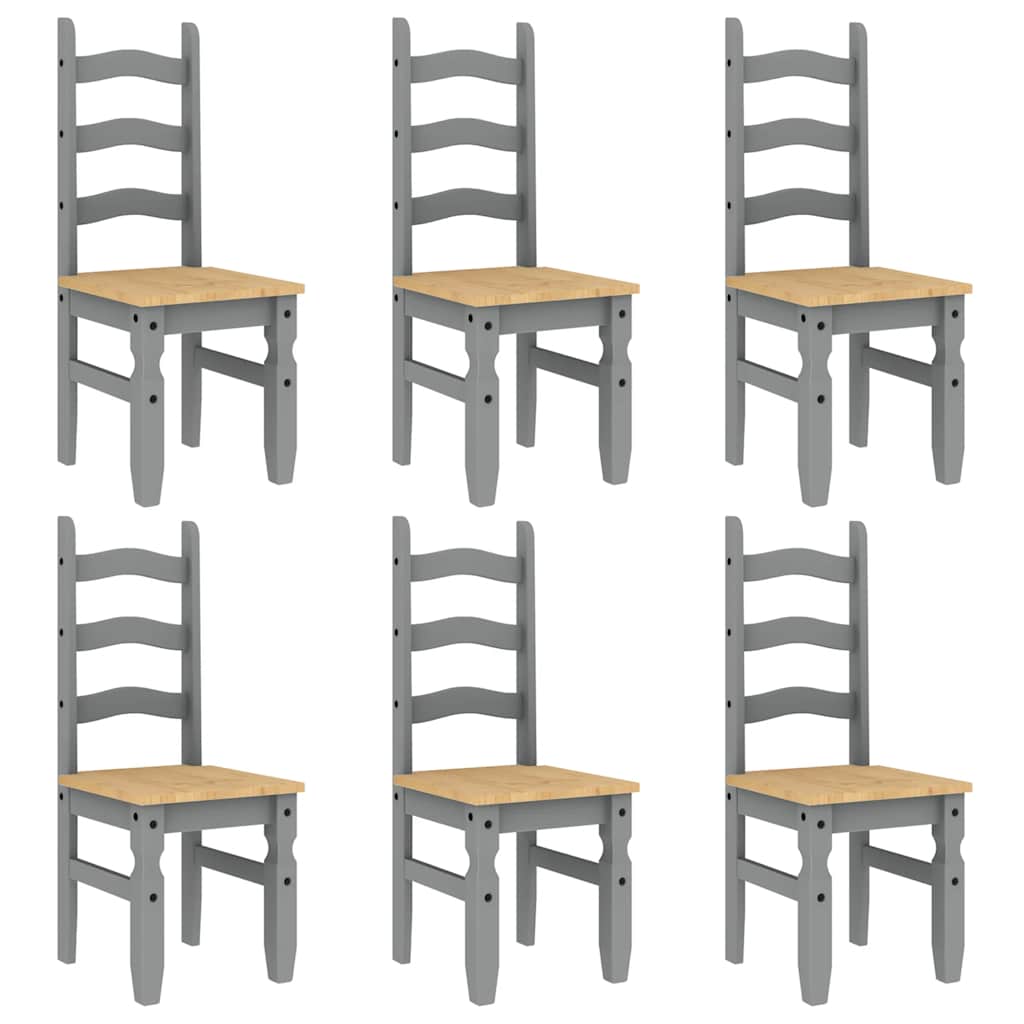 vidaXL Set de sufragerie din 7 piese Panama din lemn masiv de pin gri vidaXL Set de sufragerie din 7 piese Panama din lemn masiv de pin gri