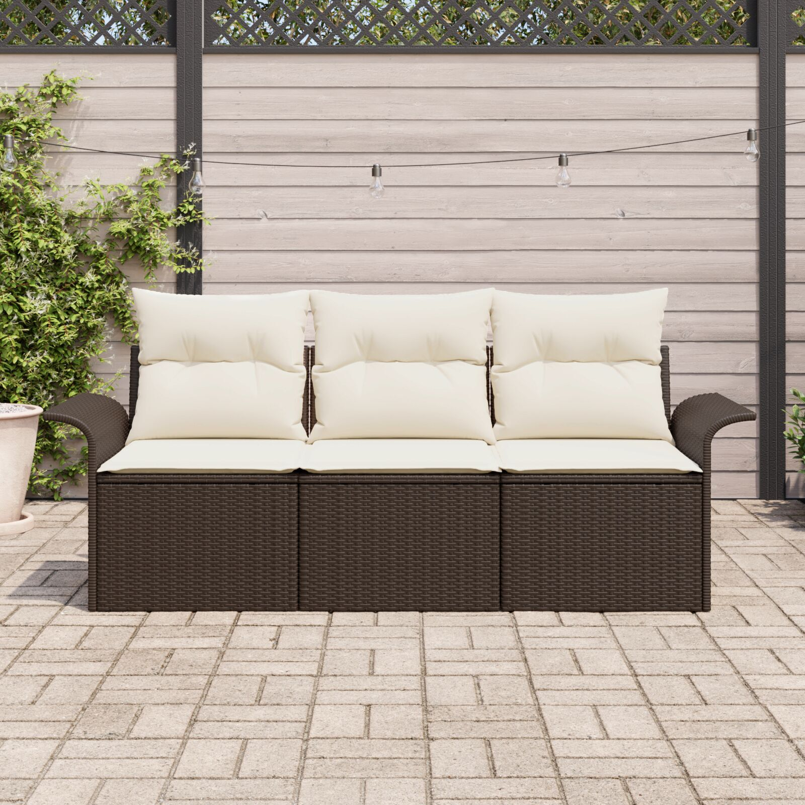 vidaXL Set de canapele pentru grădină 3 pcs Maro 196 x 62 x 85cm