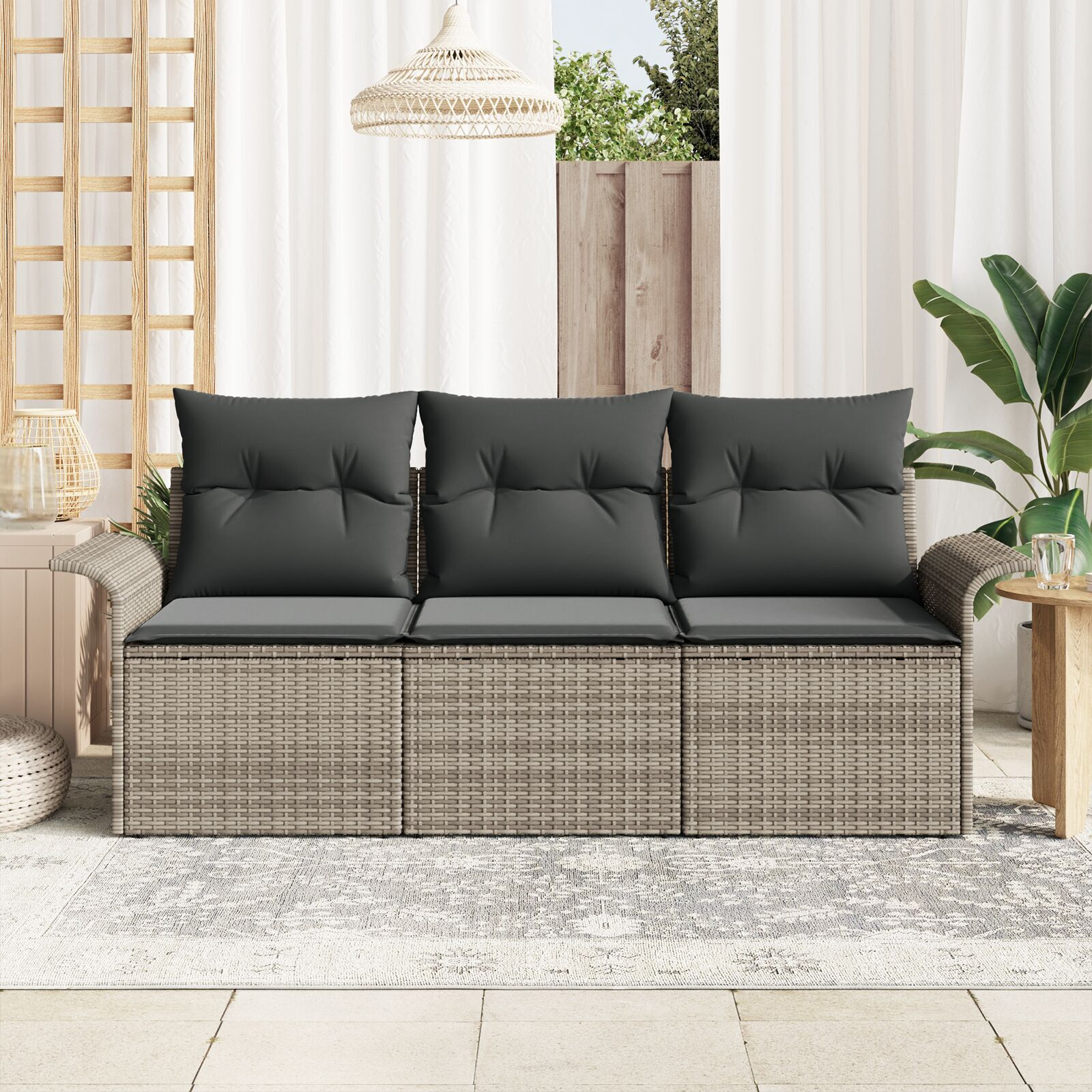 vidaXL Set de canapele pentru grădină 3 pcs Gri 196 x 62 x 85cm