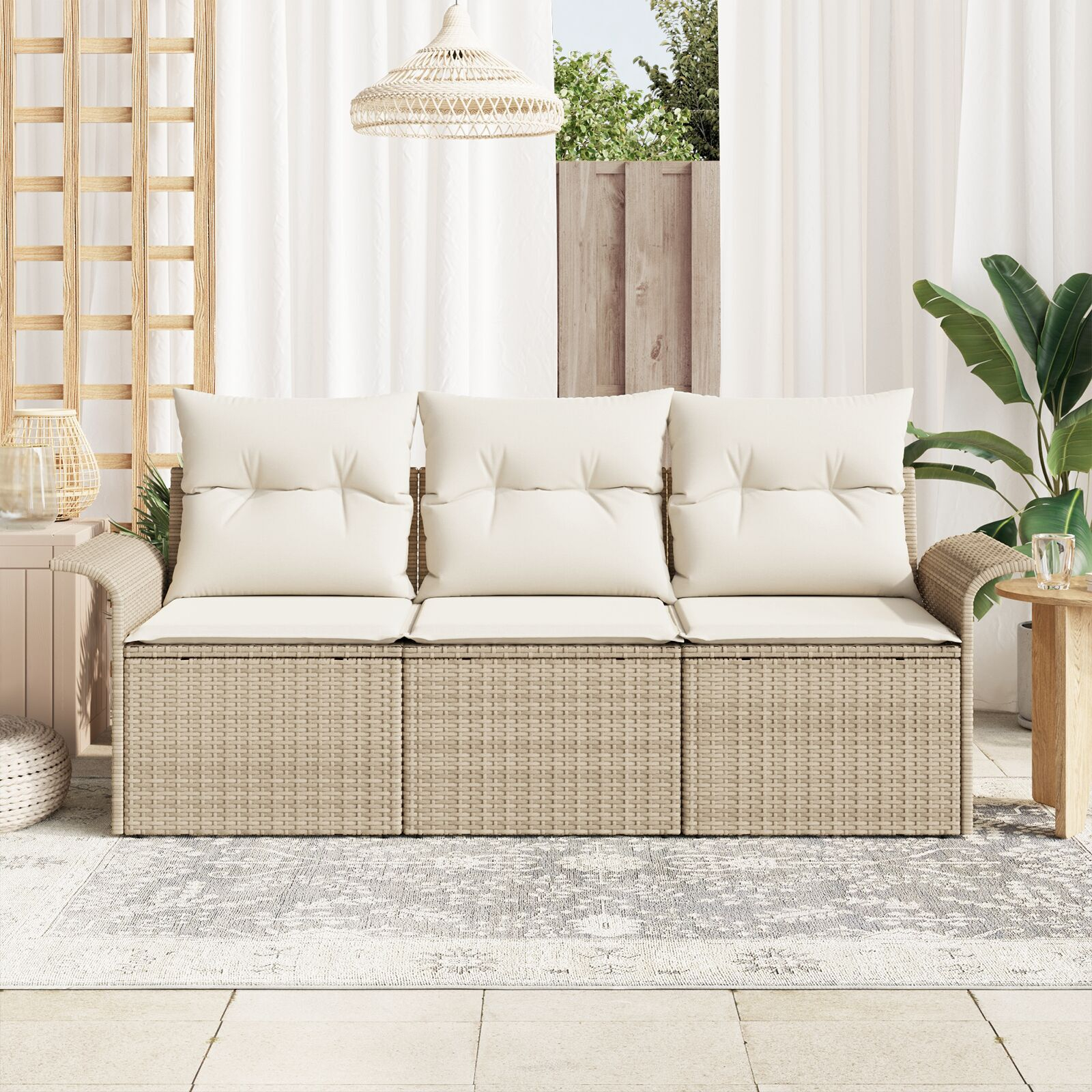 vidaXL Set de canapele pentru grădină 3 pcs Bej 196 x 62 x 85cm