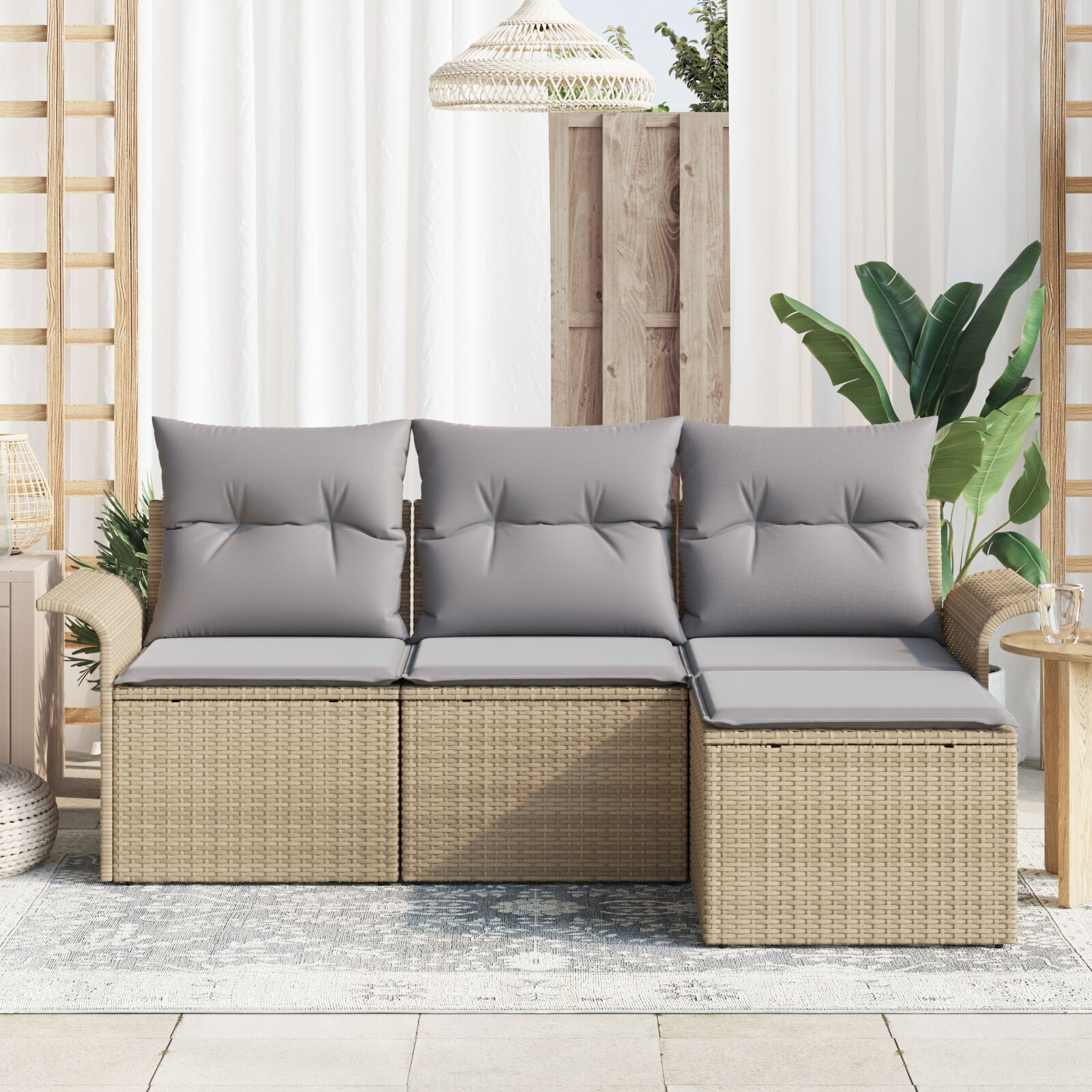 vidaXL Set de canapele pentru grădină 4 pcs Bej 55 x 55 x 37cm