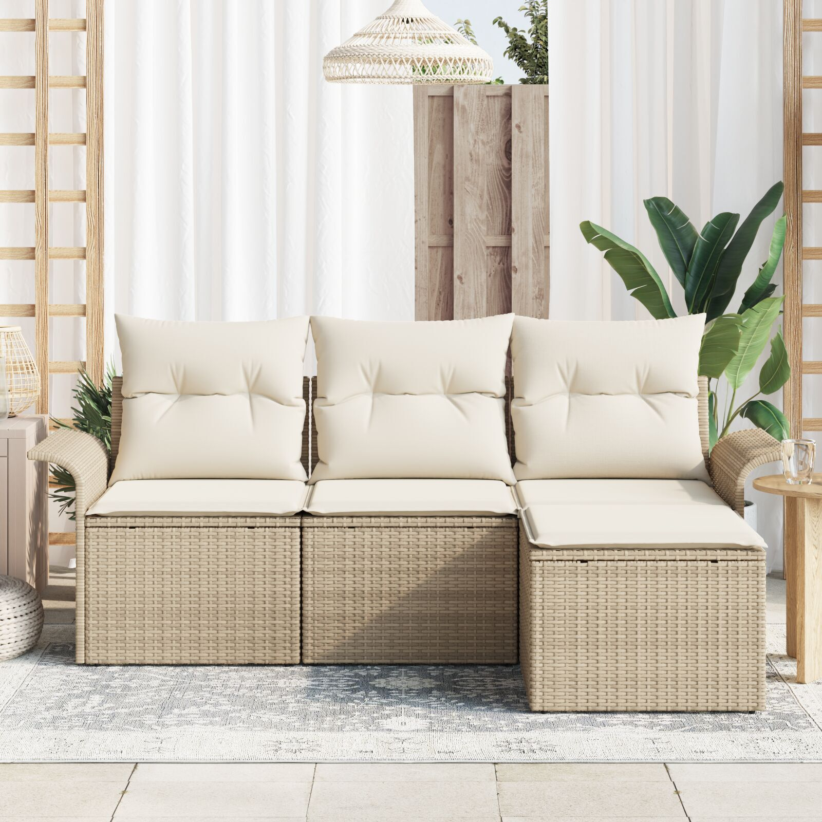 vidaXL Set de canapele pentru grădină 4 pcs Bej 55 x 55 x 37cm
