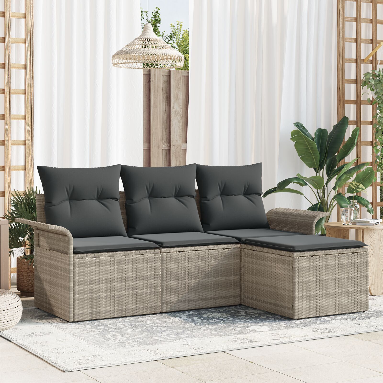 vidaXL Set de canapele pentru grădină 4 pcs Gri 55 x 55 x 37cm