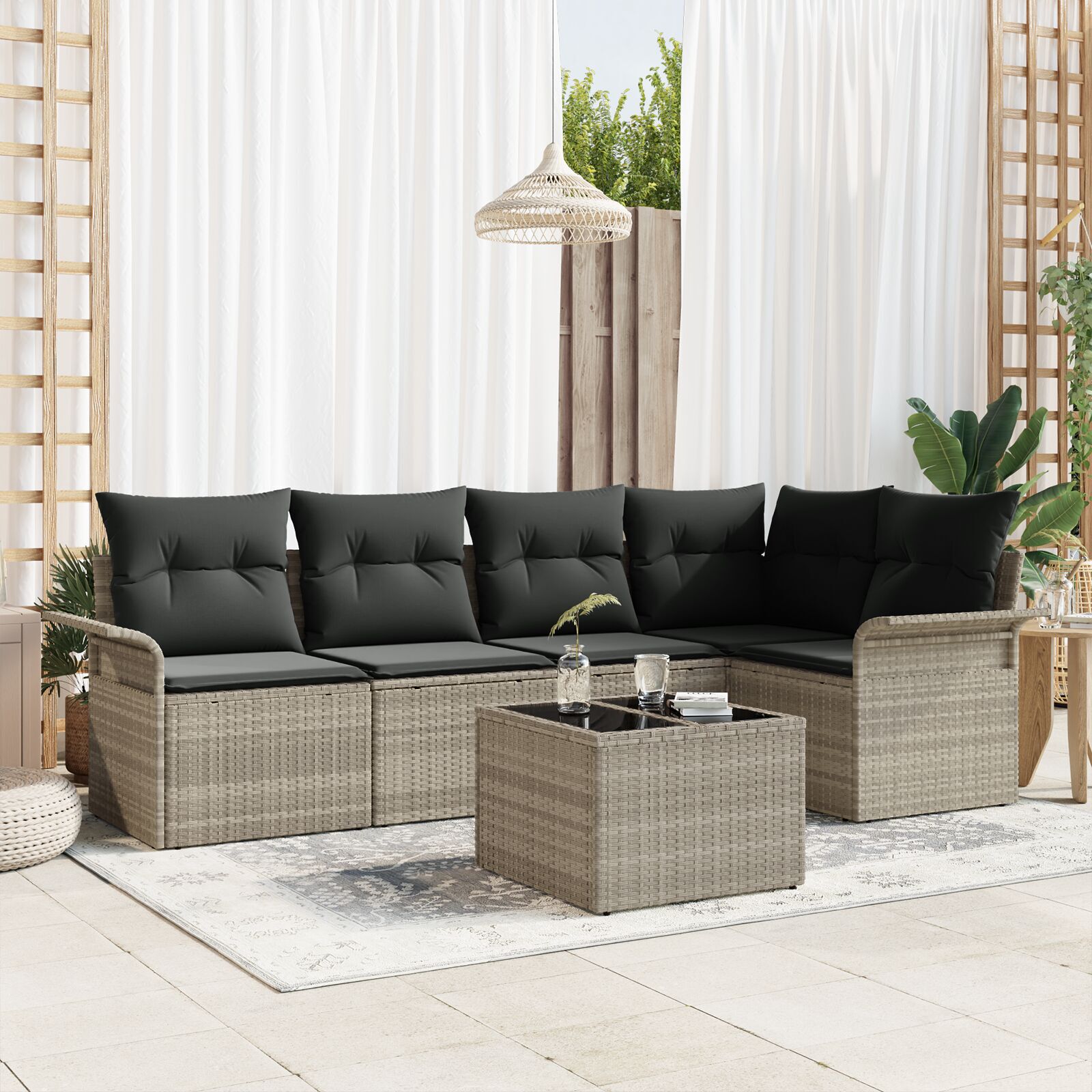 vidaXL Set de canapele pentru grădină 6 pcs Gri 55 x 55 x 37 cm
