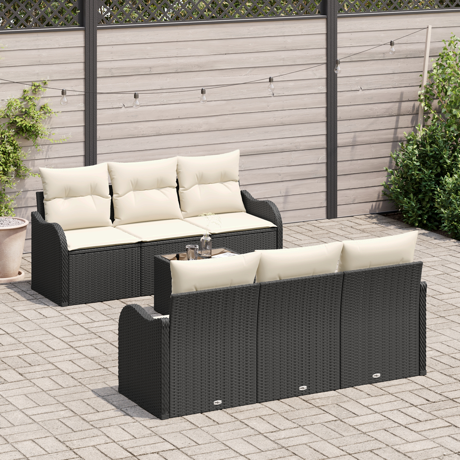 vidaXL Set de canapele pentru grădină 7 pcs Negru 55 x 55 x 37 cm
