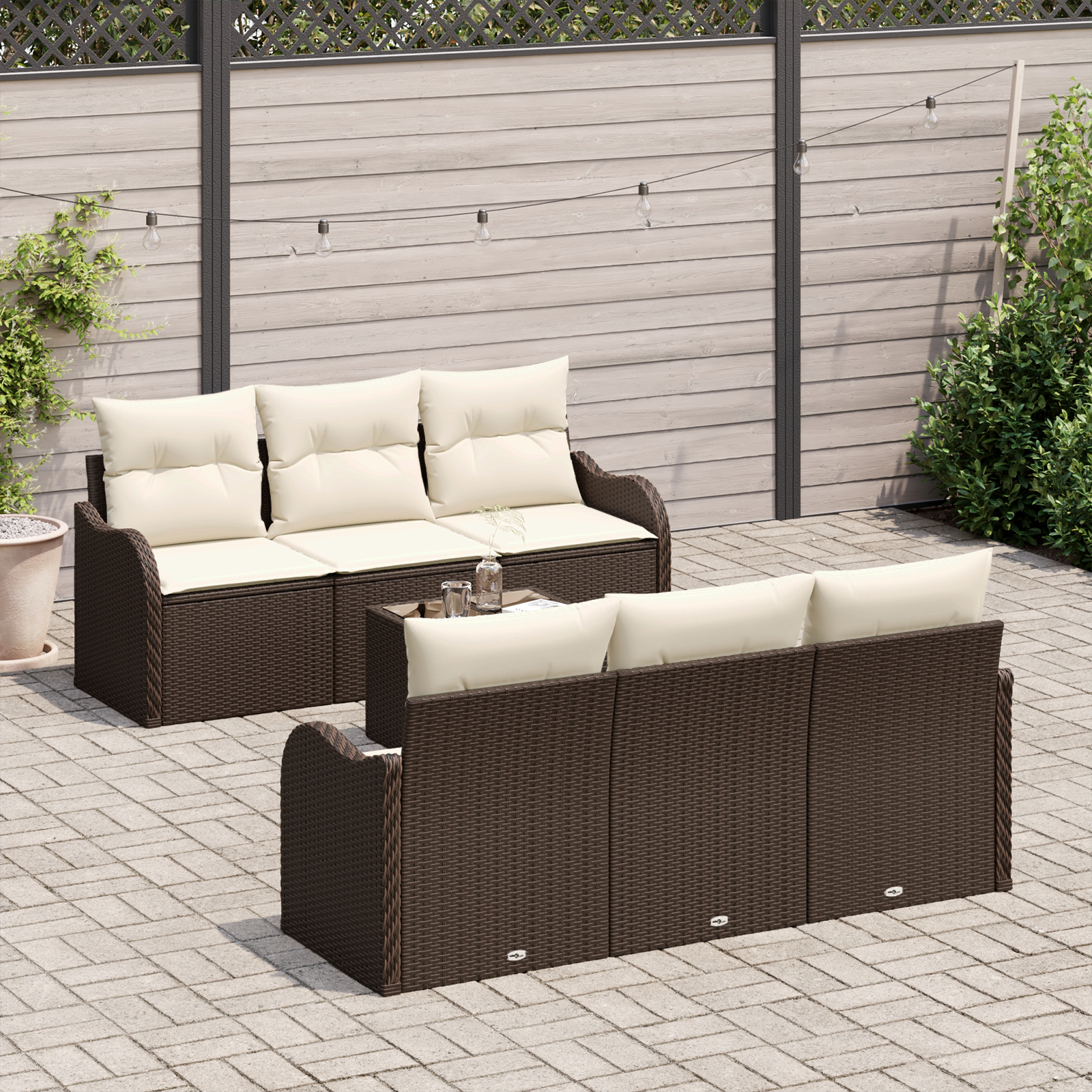 vidaXL Set de canapele pentru grădină 7 pcs Maro 55 x 55 x 37 cm vidaXL Set de canapele pentru grădină 7 pcs Maro 55 x 55 x 37 cm