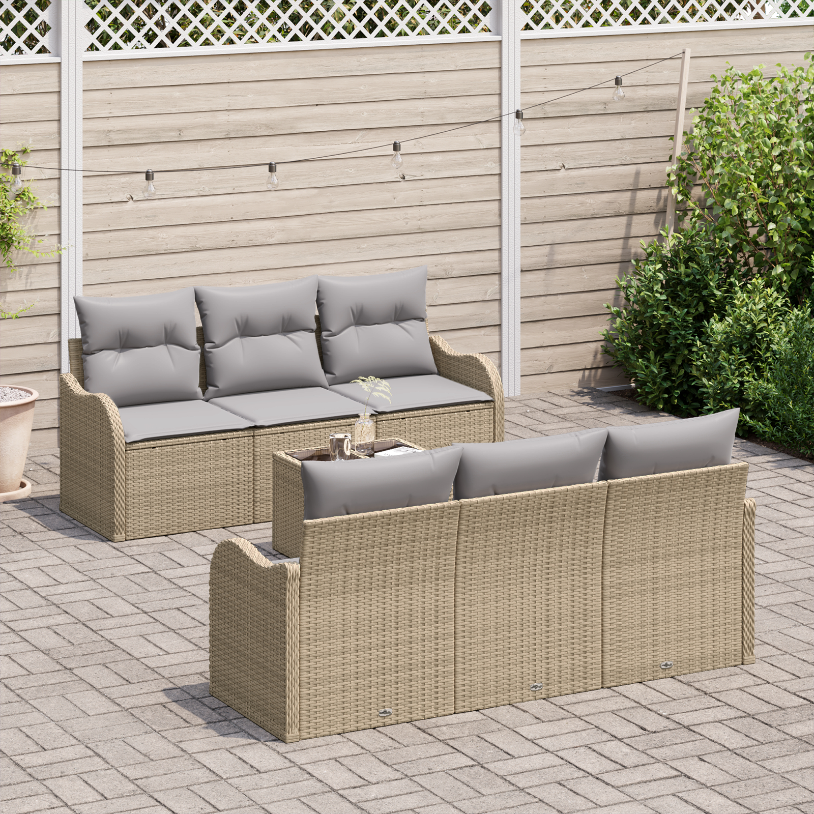 vidaXL Set de canapele pentru grădină 7 pcs Bej 55 x 55 x 37 cm