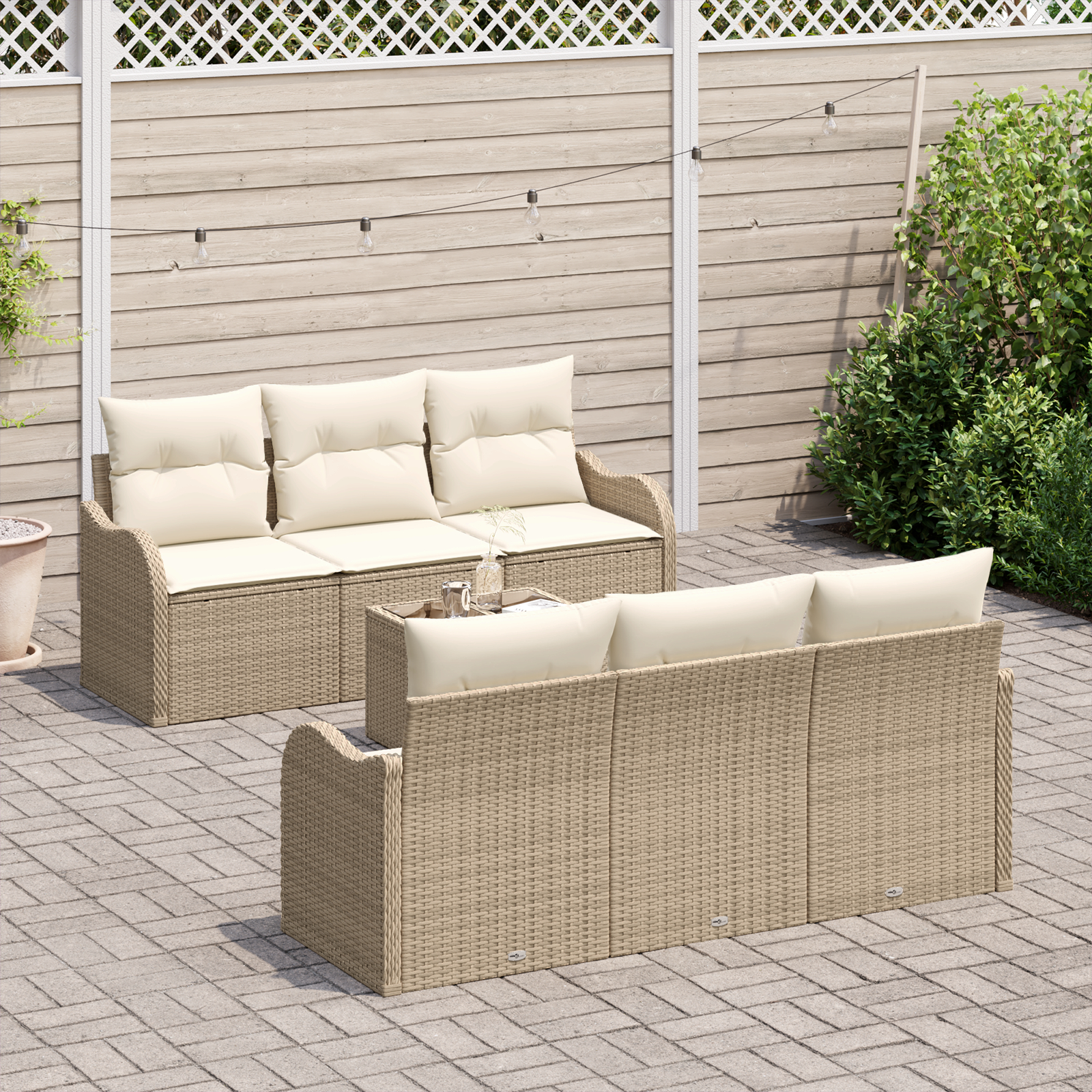 vidaXL Set de canapele pentru grădină 7 pcs Bej 55 x 55 x 37 cm