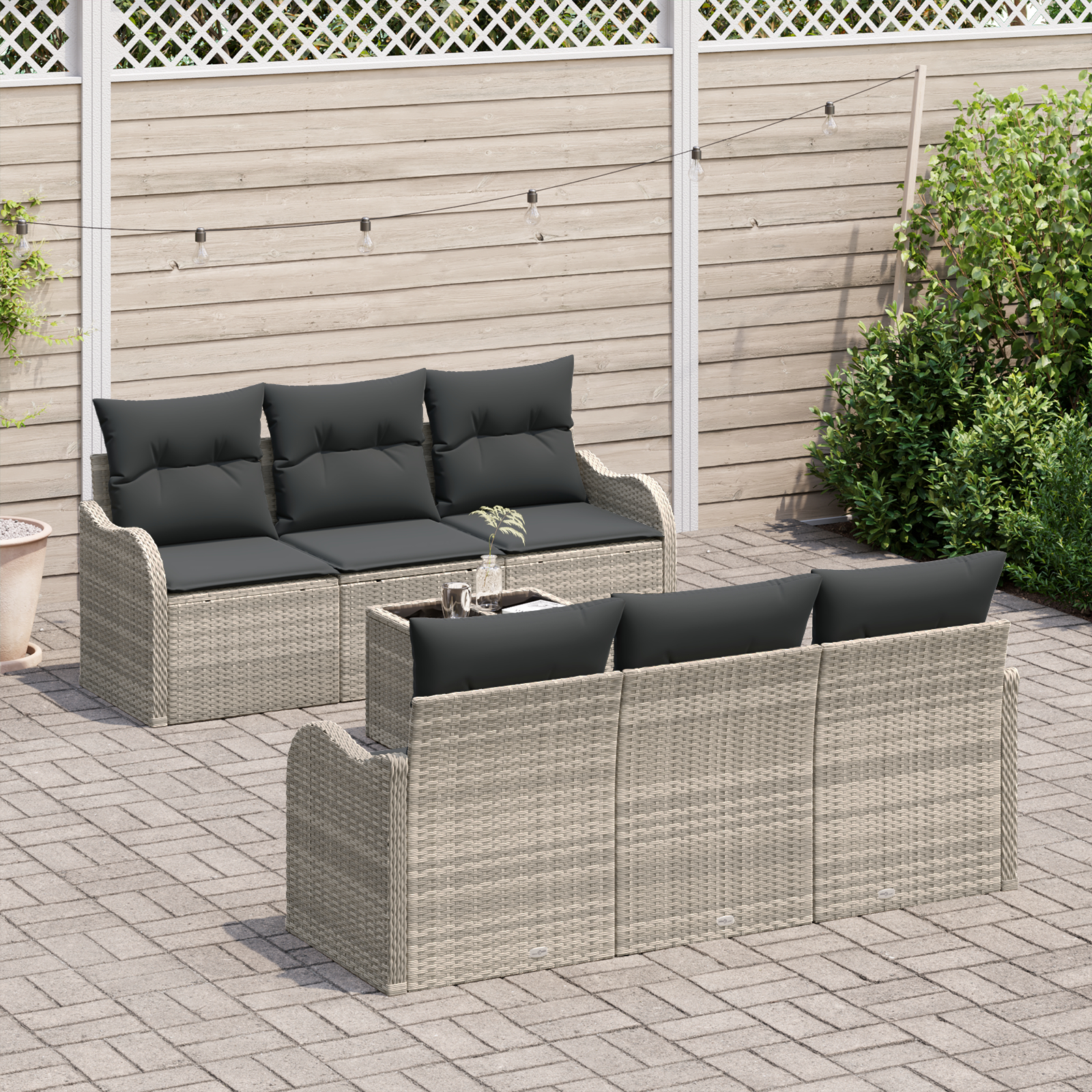 vidaXL Set de canapele pentru grădină cu pernă 7 pcs Gri deschis vidaXL Set de canapele pentru grădină cu pernă 7 pcs Gri deschis