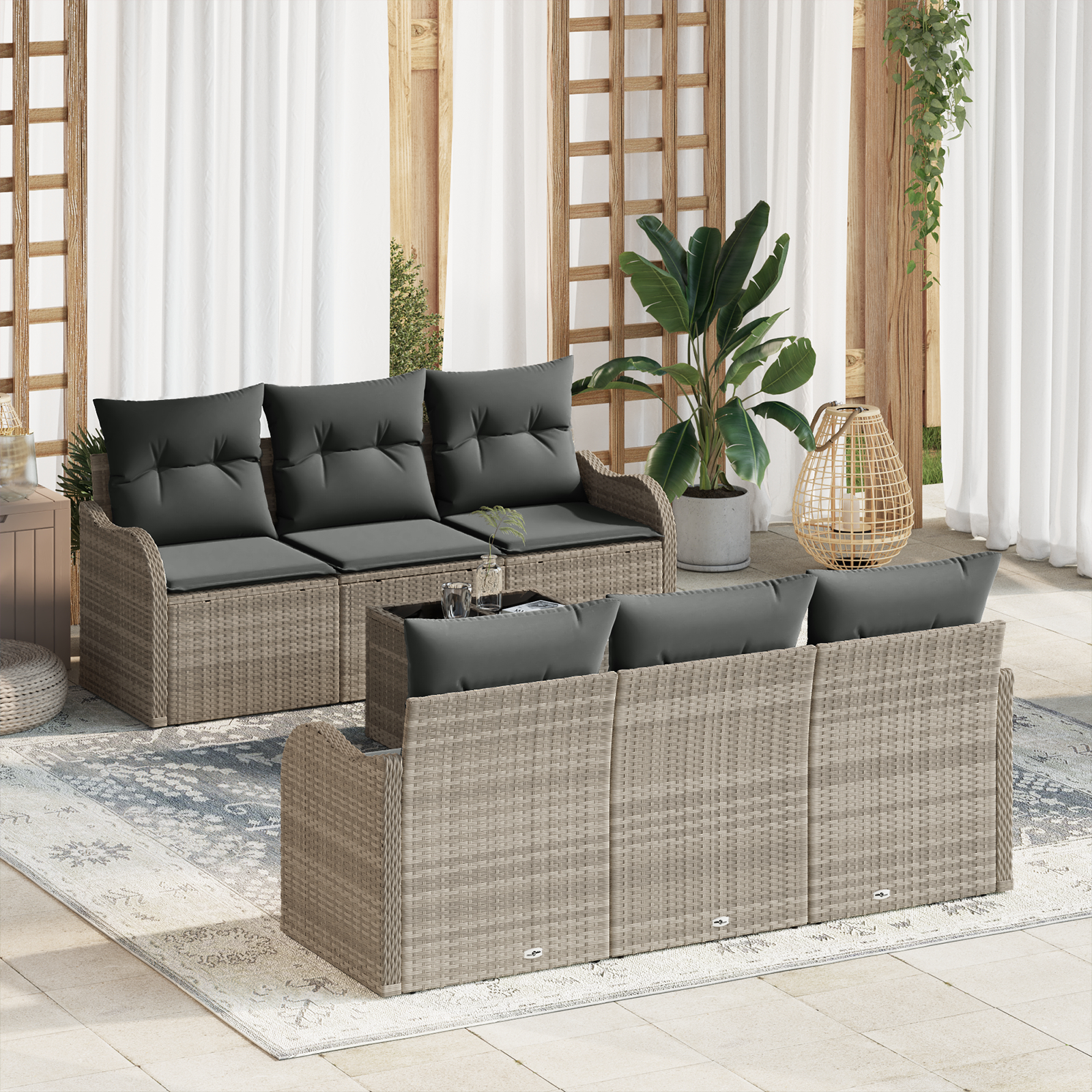 vidaXL Set de canapele pentru grădină cu pernă 7 pcs Gri deschis vidaXL Set de canapele pentru grădină cu pernă 7 pcs Gri deschis