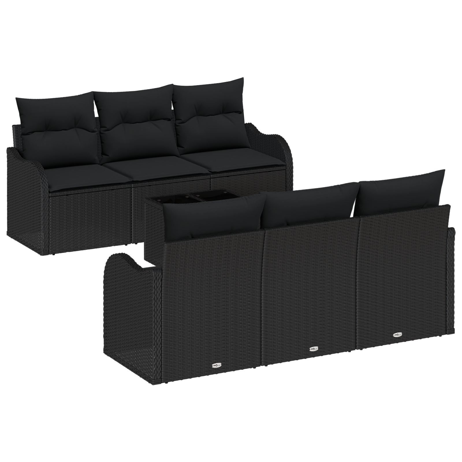vidaXL Set de canapele pentru grădină 7 pcs Negru 55 x 55 x 37 cm
