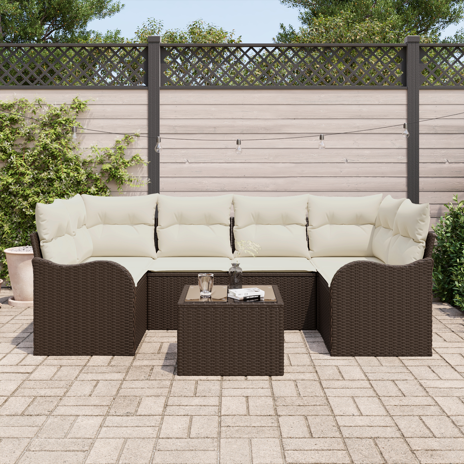 vidaXL Set de canapele pentru grădină 7 pcs Maro 55 x 55 x 37 cm vidaXL Set de canapele pentru grădină 7 pcs Maro 55 x 55 x 37 cm
