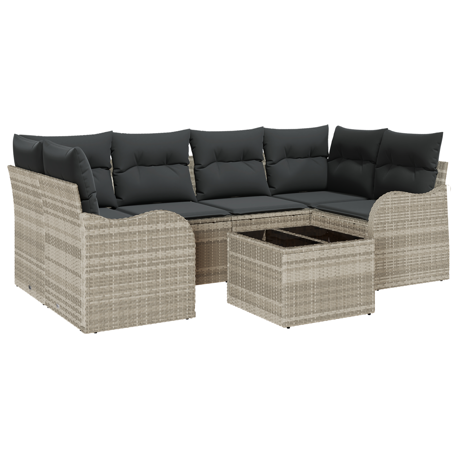 vidaXL Set de canapele pentru grădină cu pernă 7 pcs Gri deschis vidaXL Set de canapele pentru grădină cu pernă 7 pcs Gri deschis
