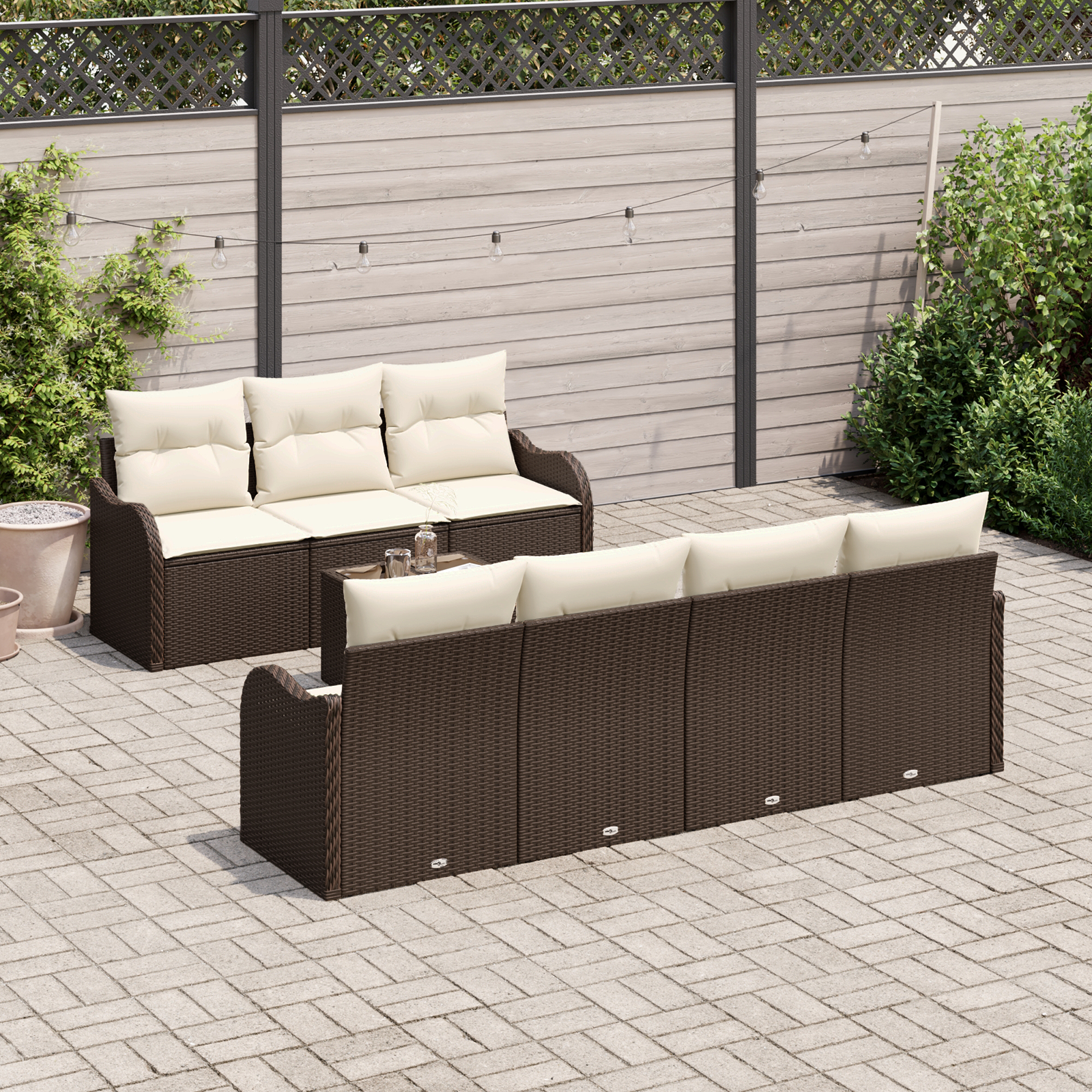 vidaXL Set de canapele pentru grădină 8 pcs Maro 55 x 55 x 37 cm