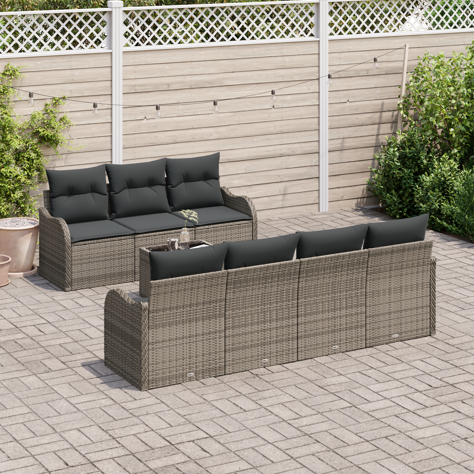 vidaXL Set de canapele pentru grădină 8 pcs Gri 55 x 55 x 37 cm