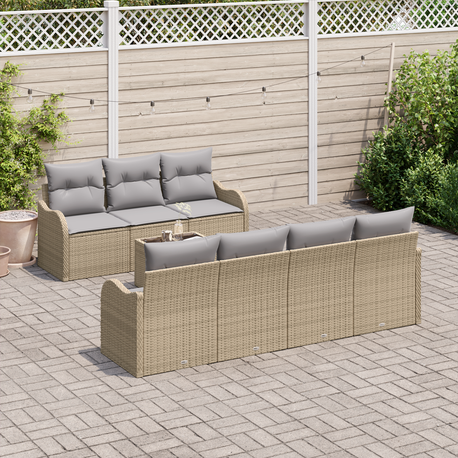 vidaXL Set de canapele pentru grădină 8 pcs Bej 55 x 55 x 37 cm