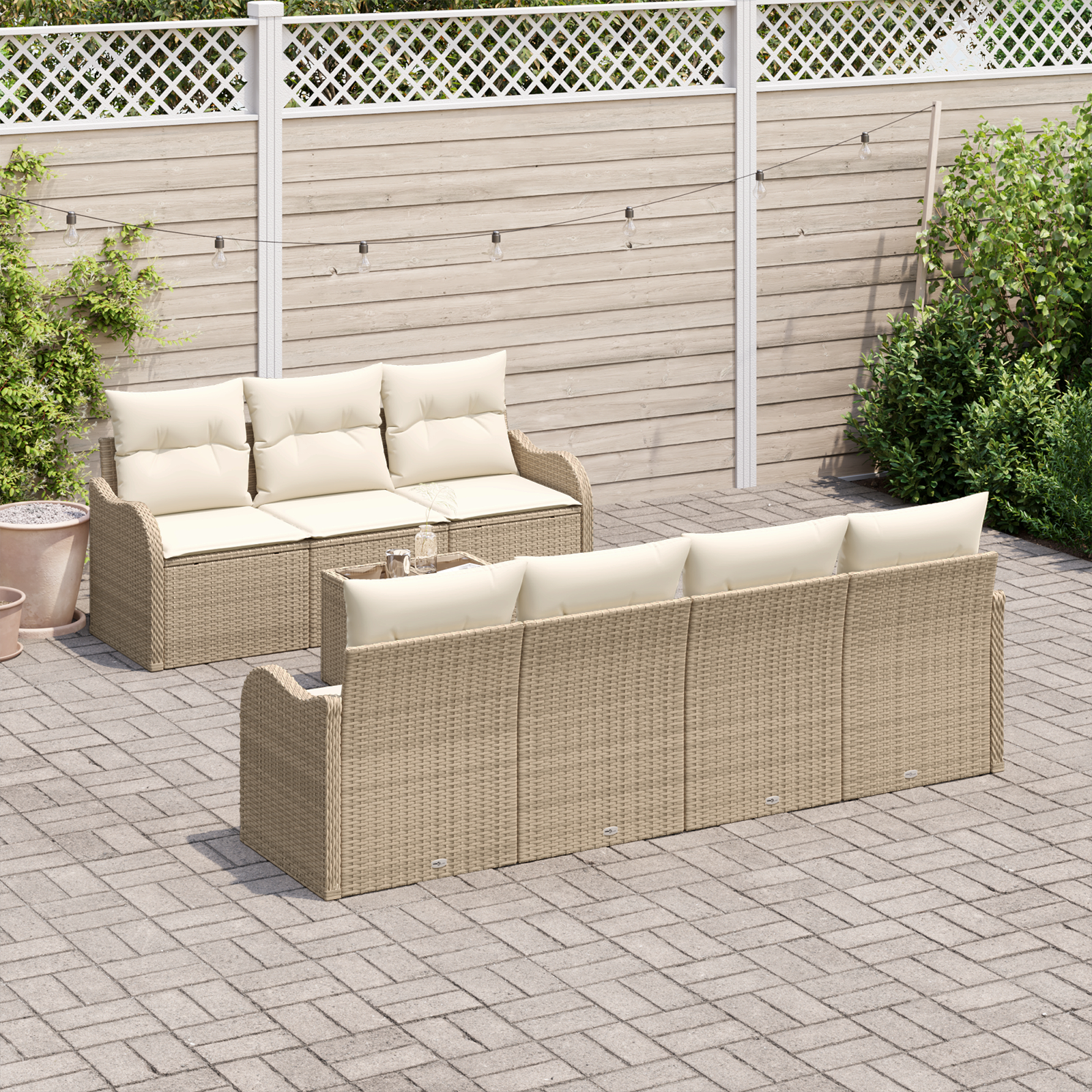 vidaXL Set de canapele pentru grădină 8 pcs Bej 55 x 55 x 37 cm