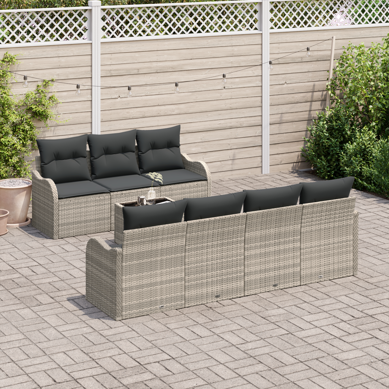 vidaXL Set de canapele pentru grădină cu pernă 8 pcs Gri deschis