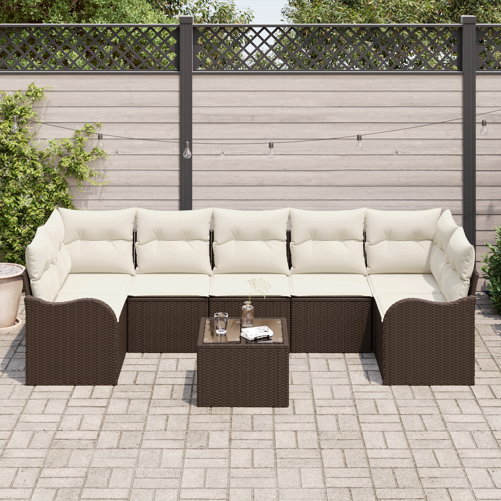 vidaXL Set de canapele pentru grădină 8 pcs Maro 55 x 55 x 37 cm