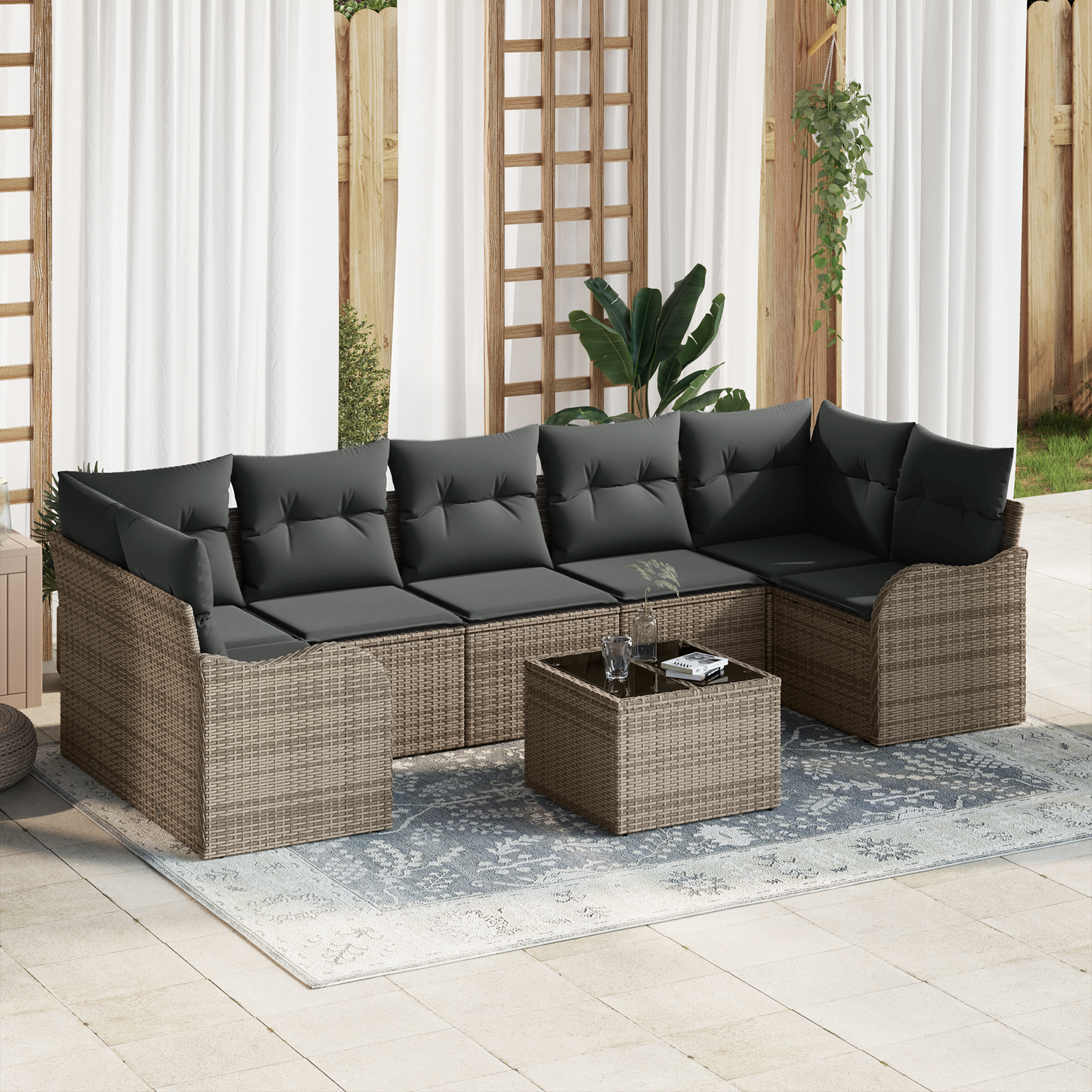 vidaXL Set de canapele pentru grădină 8 pcs Gri 55 x 55 x 37 cm