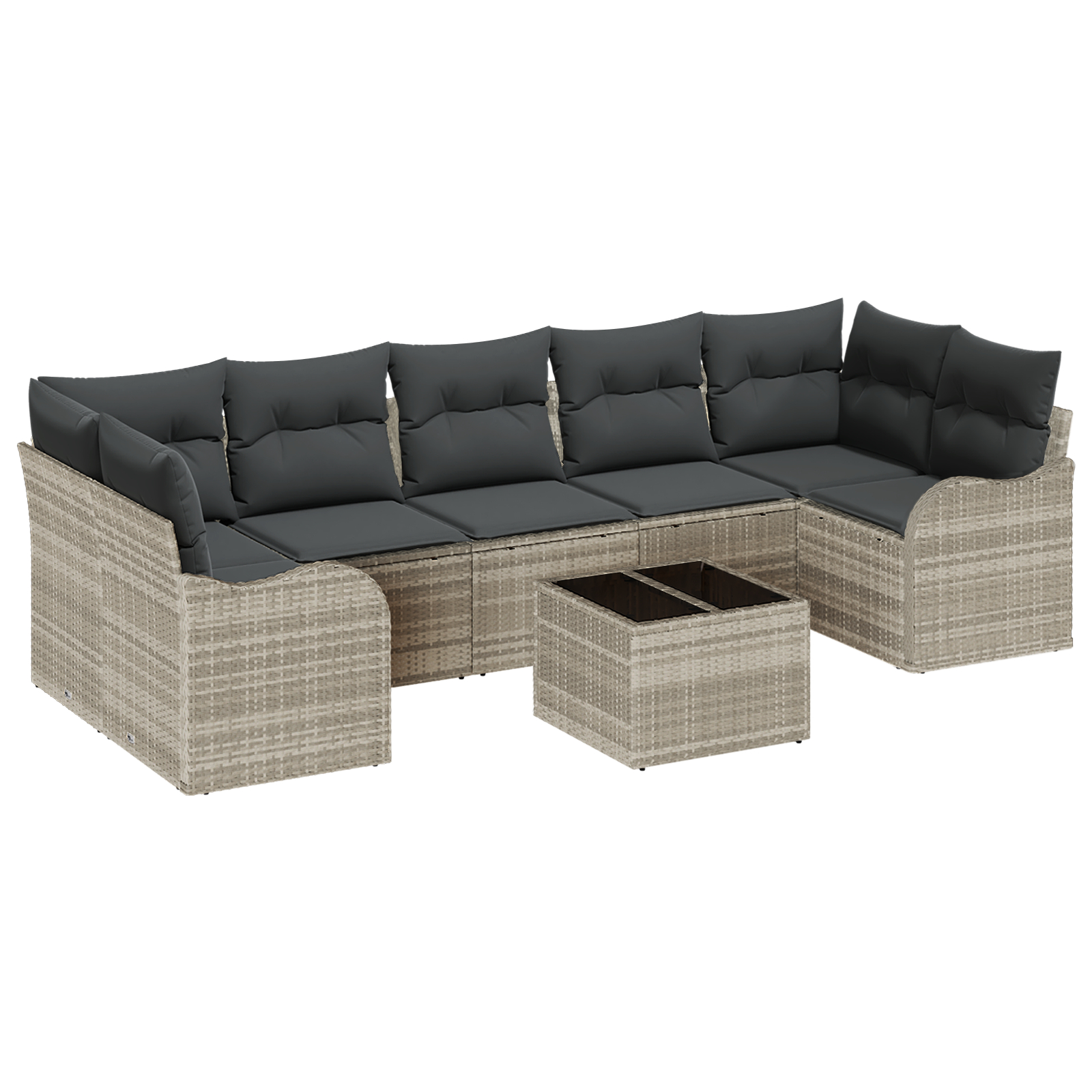 vidaXL Set de canapele pentru grădină cu pernă 8 pcs Gri deschis