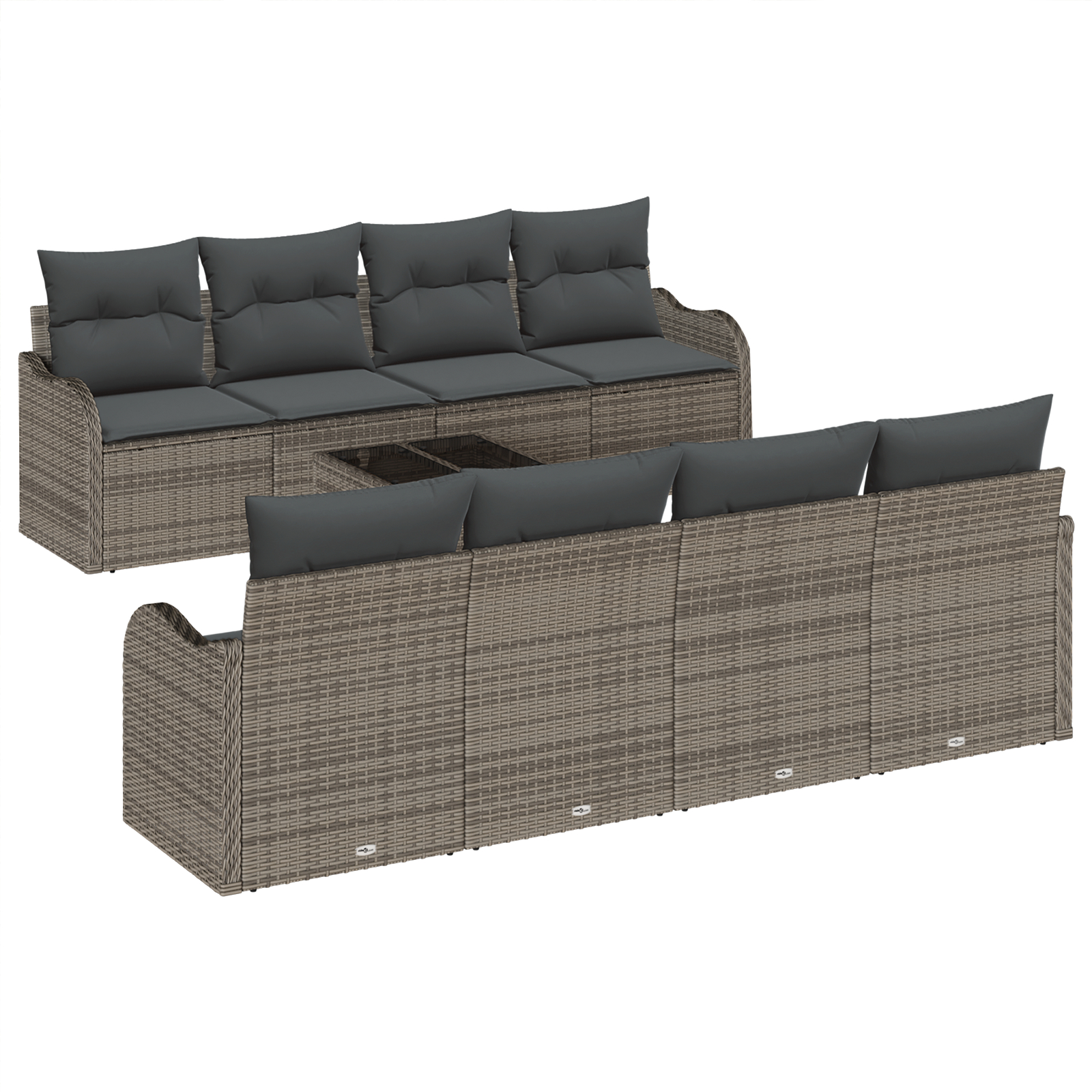vidaXL Set de canapele pentru grădină 9 pcs Gri 55 x 55 x 37 cm