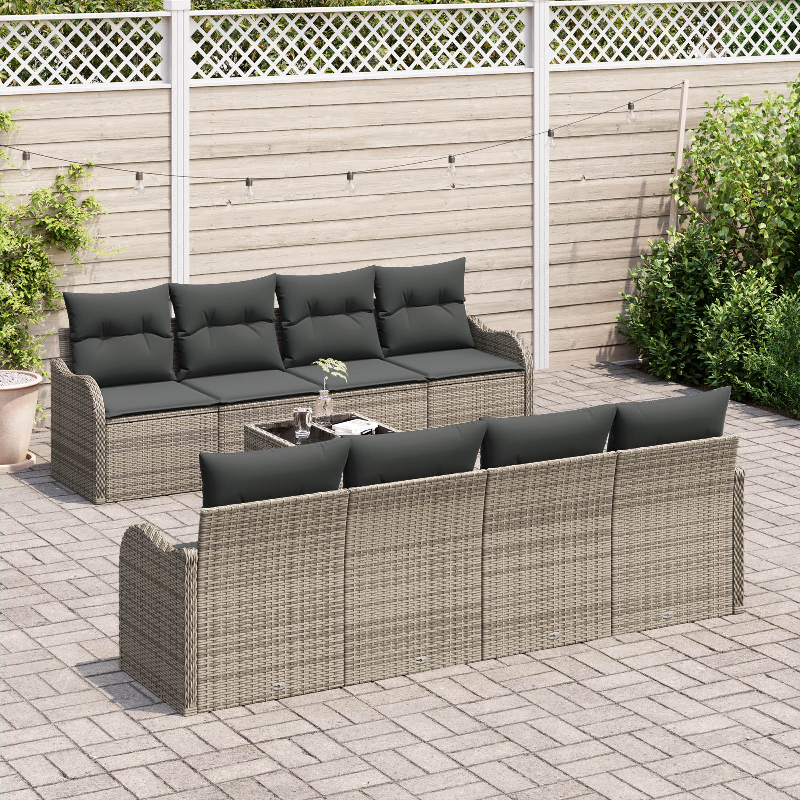 vidaXL Set de canapele pentru grădină 9 pcs Gri 55 x 55 x 37 cm