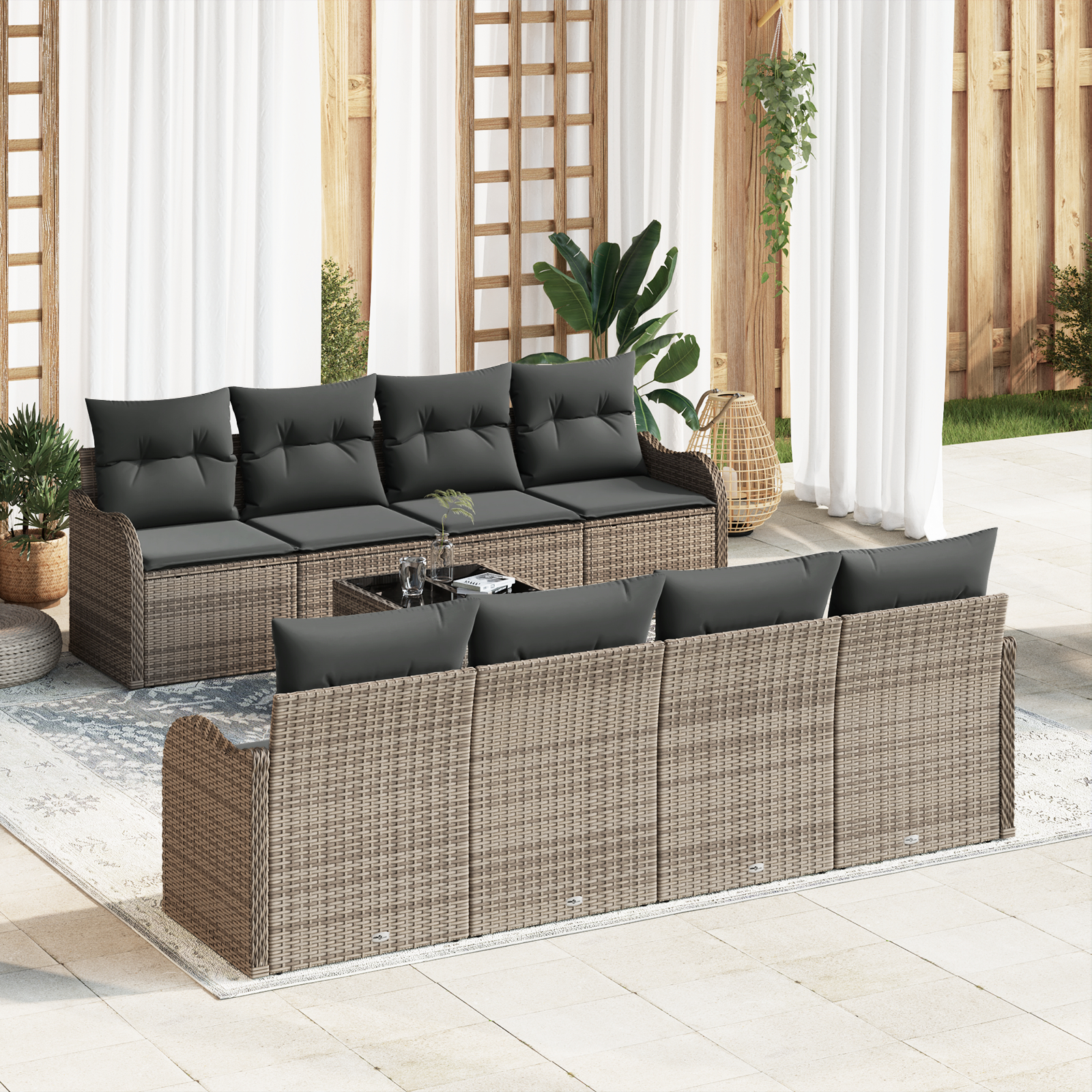 vidaXL Set de canapele pentru grădină 9 pcs Gri 55 x 55 x 37 cm