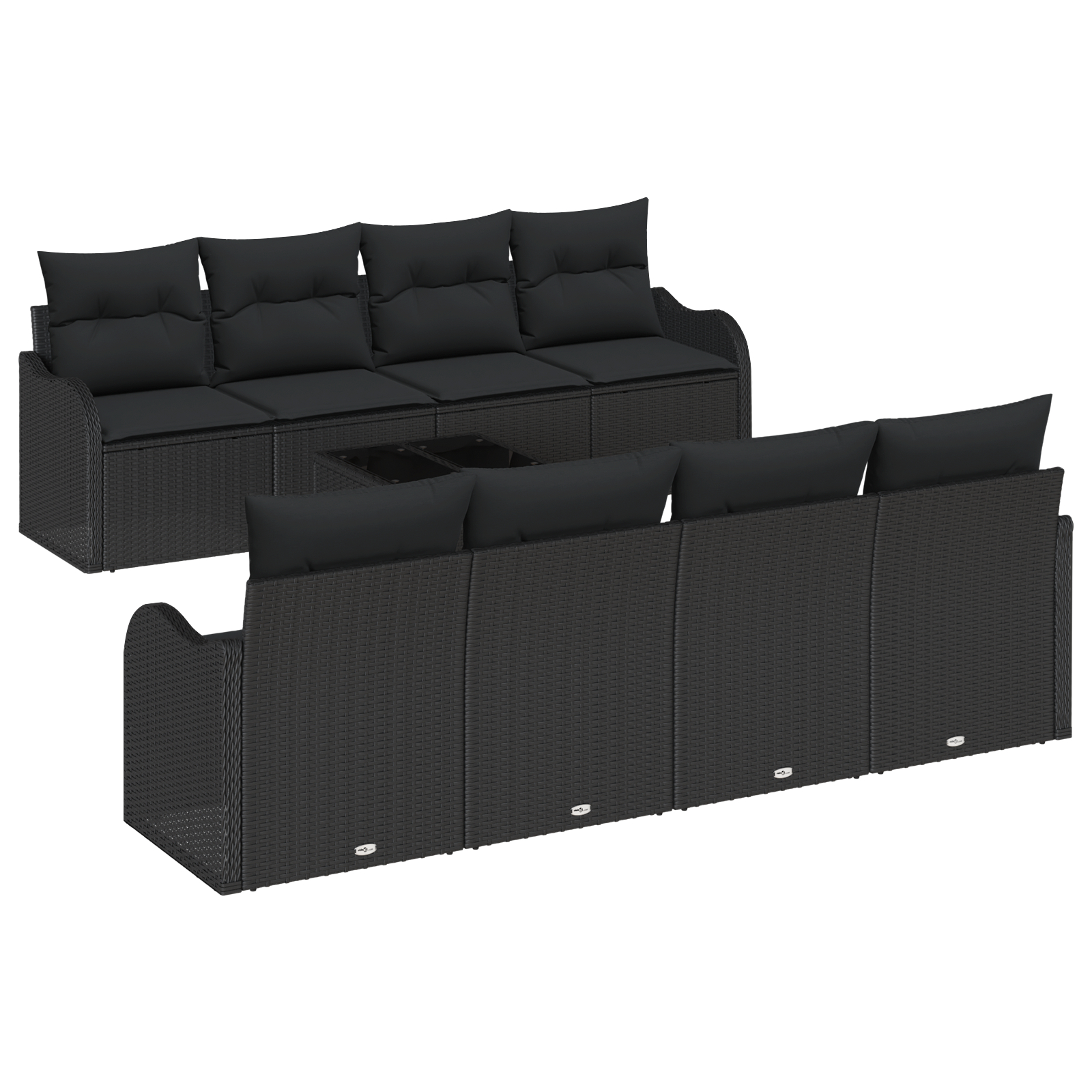 vidaXL Set de canapele pentru grădină 9 pcs Negru 55 x 55 x 37 cm