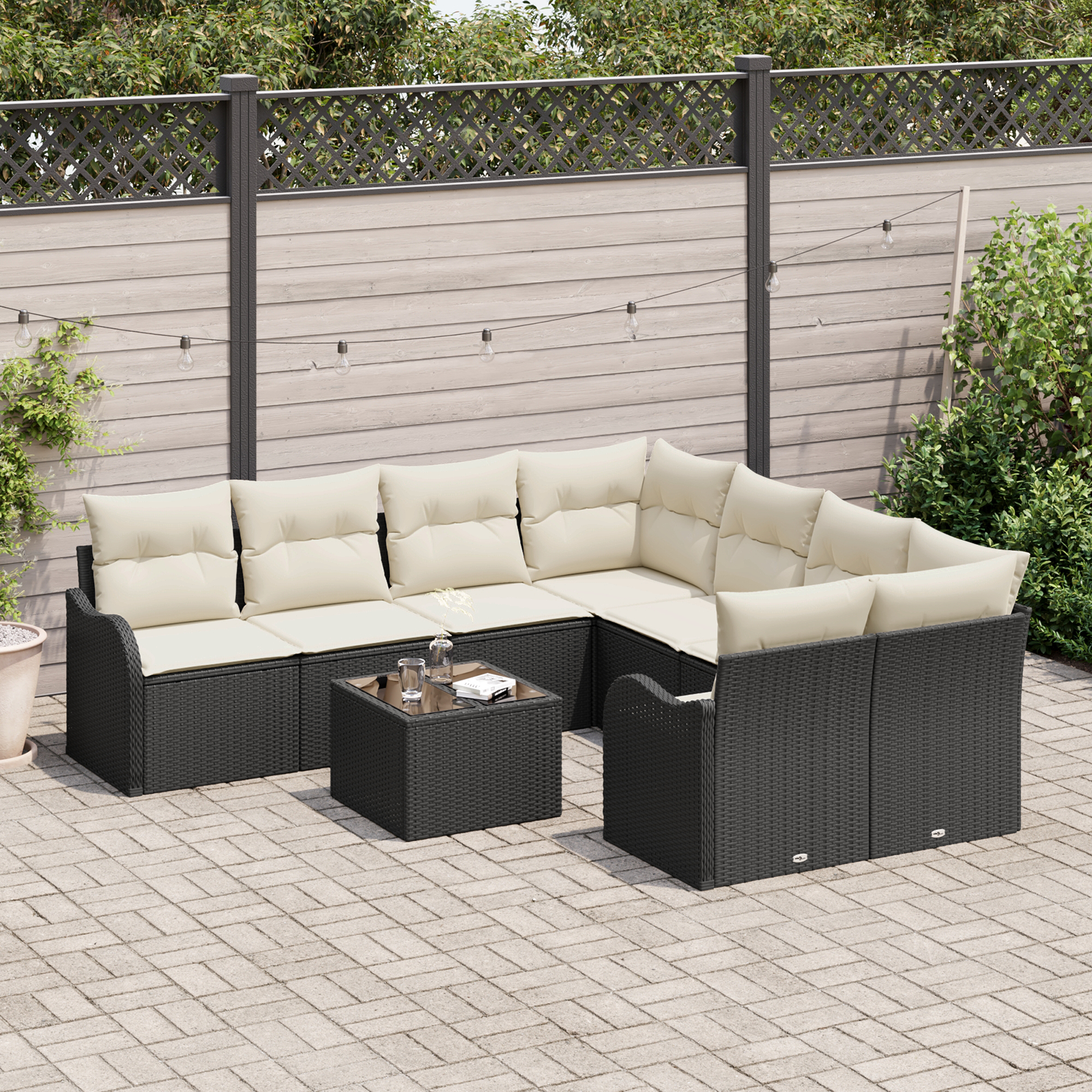 vidaXL Set de canapele pentru grădină 9 pcs Negru 55 x 55 x 37 cm vidaXL Set de canapele pentru grădină 9 pcs Negru 55 x 55 x 37 cm