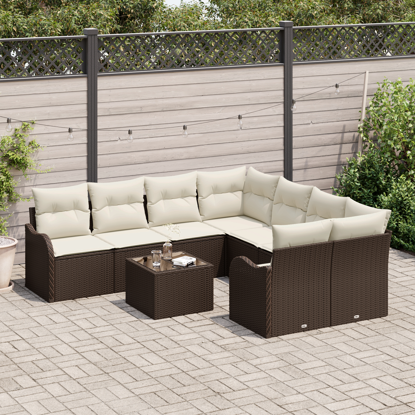 vidaXL Set de canapele pentru grădină 9 pcs Maro 55 x 55 x 37 cm vidaXL Set de canapele pentru grădină 9 pcs Maro 55 x 55 x 37 cm