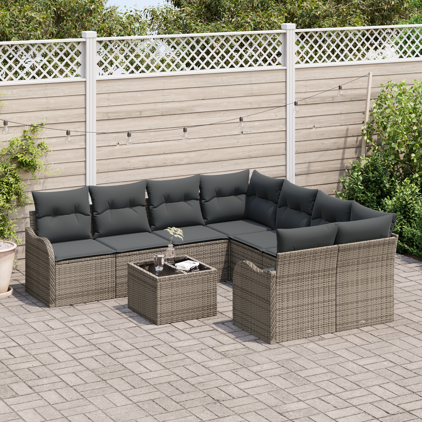 vidaXL Set de canapele pentru grădină 9 pcs Gri 55 x 55 x 37 cm