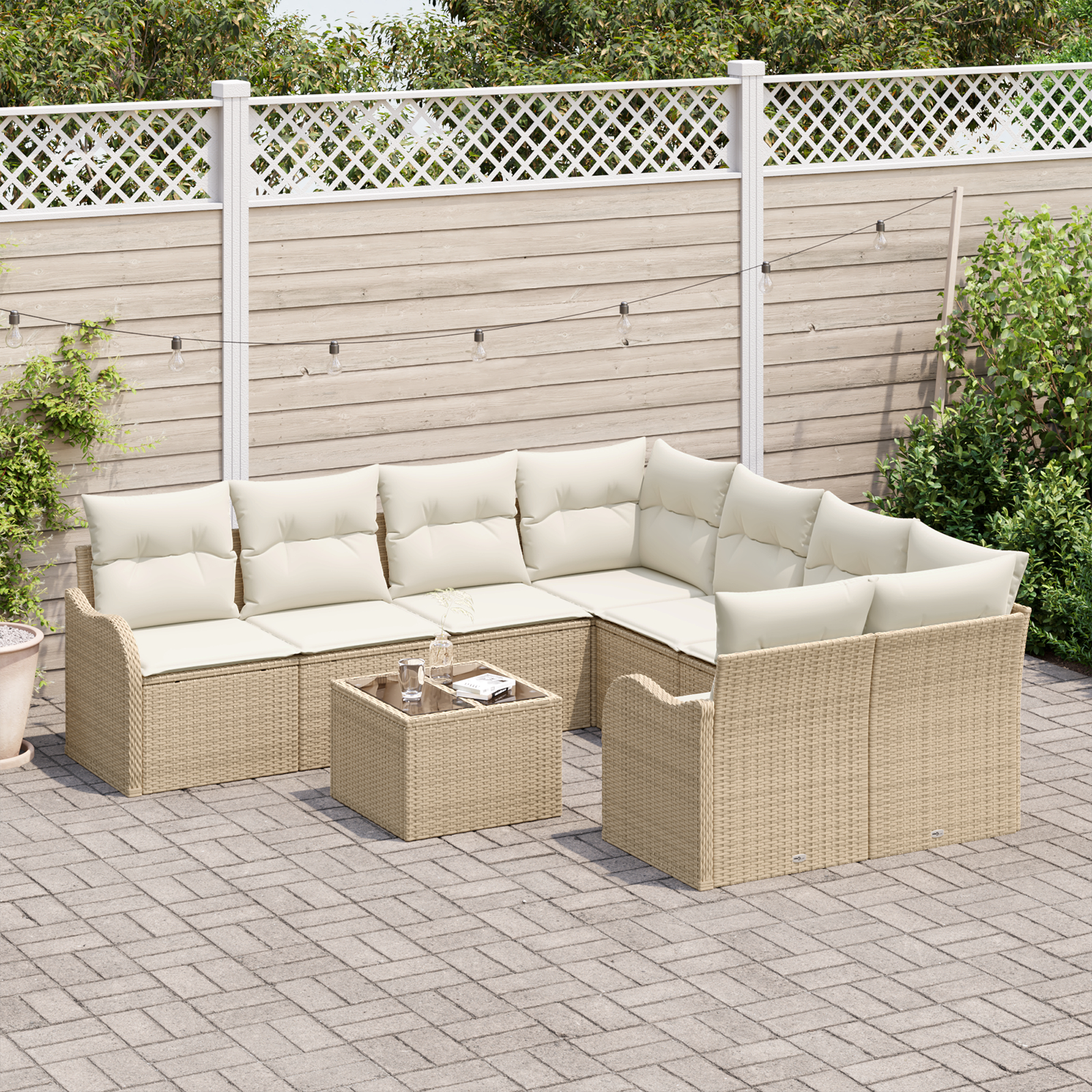 vidaXL Set de canapele pentru grădină 9 pcs Bej 55 x 55 x 37 cm
