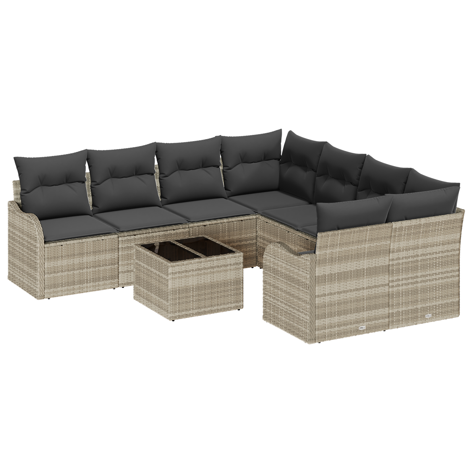 vidaXL Set de canapele pentru grădină cu pernă 9 pcs Gri deschis vidaXL Set de canapele pentru grădină cu pernă 9 pcs Gri deschis
