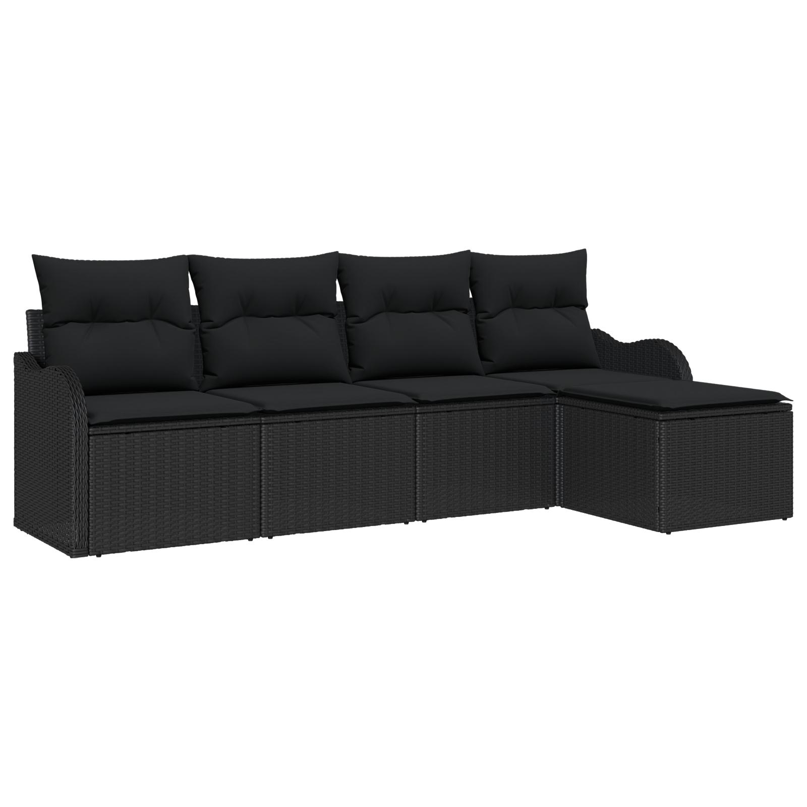 Set canapea grădină vidaXL 5 piese cu perne Negru Poliratan