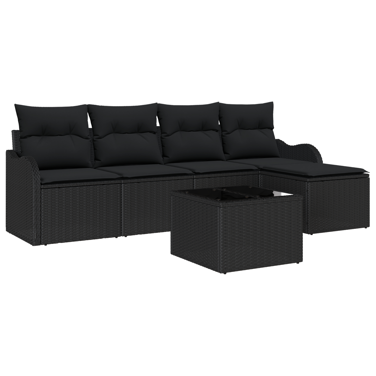 vidaXL Set de canapele pentru grădină cu pernă 6 pcs Negru Rattan poli vidaXL Set de canapele pentru grădină cu pernă 6 pcs Negru Rattan poli