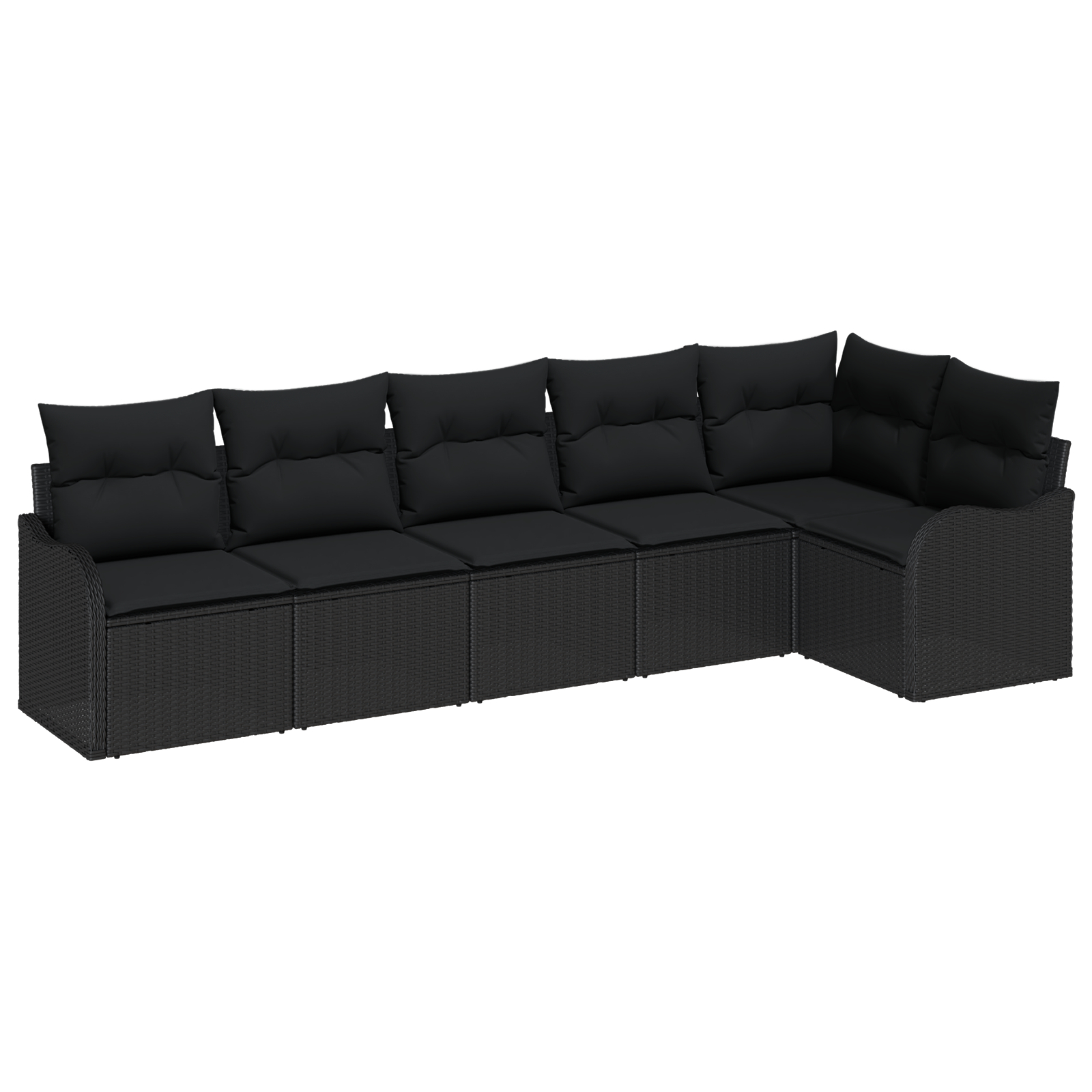 Set canapea de grădină vidaXL cu 6 piese și perne negre din ratan poliester Set canapea de grădină vidaXL cu 6 piese și perne negre din ratan poliester