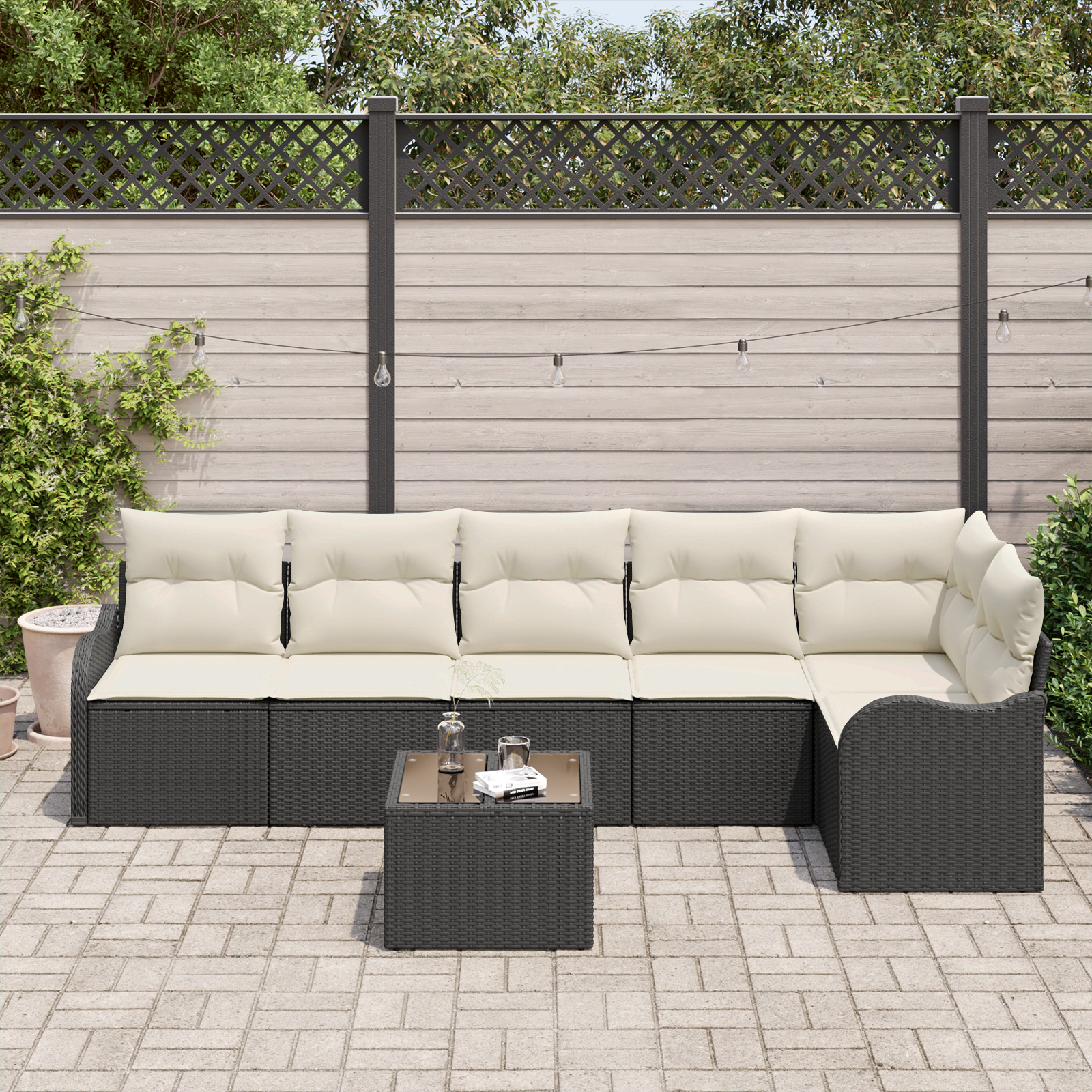 Set Canapea Grădină 6 Piese cu Perne Rattan Poli Maro Set Canapea Grădină 6 Piese cu Perne Rattan Poli Maro